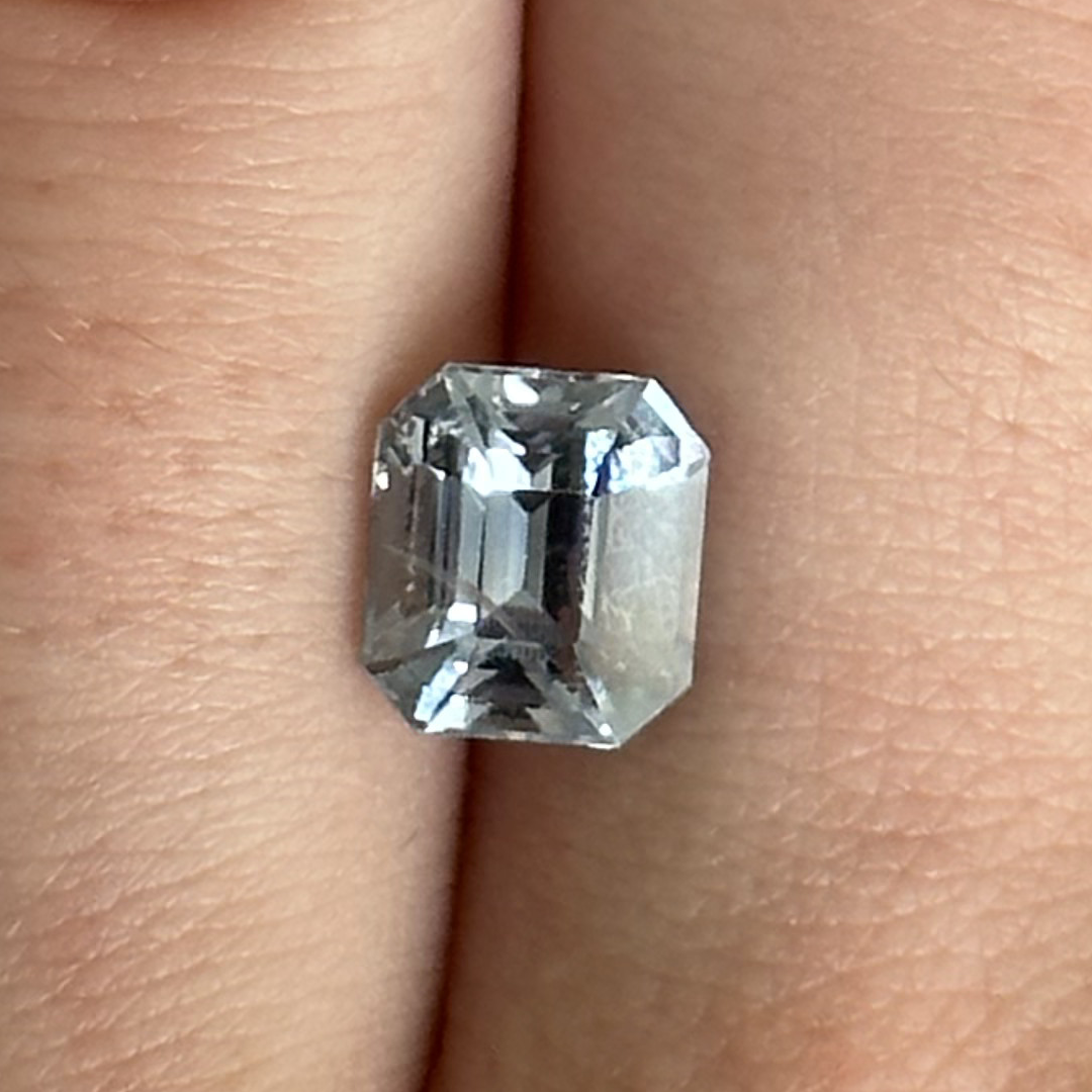 Bespoke 2.58ct Pale Light Blue Sapphire Asscher Cut