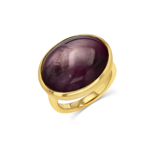 24.1ct Star Ruby Cabochon Bezel Ring
