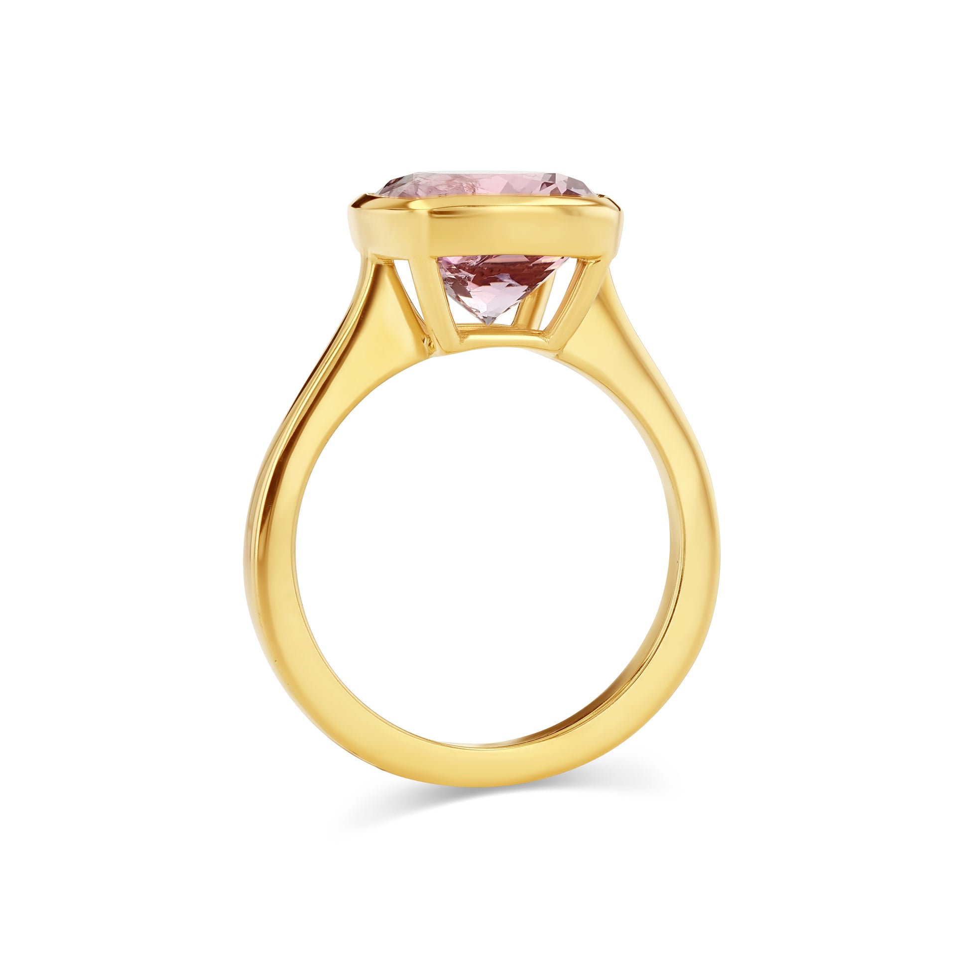 4.26ct Light Pink Tourmaline Cushion Bezel Ring