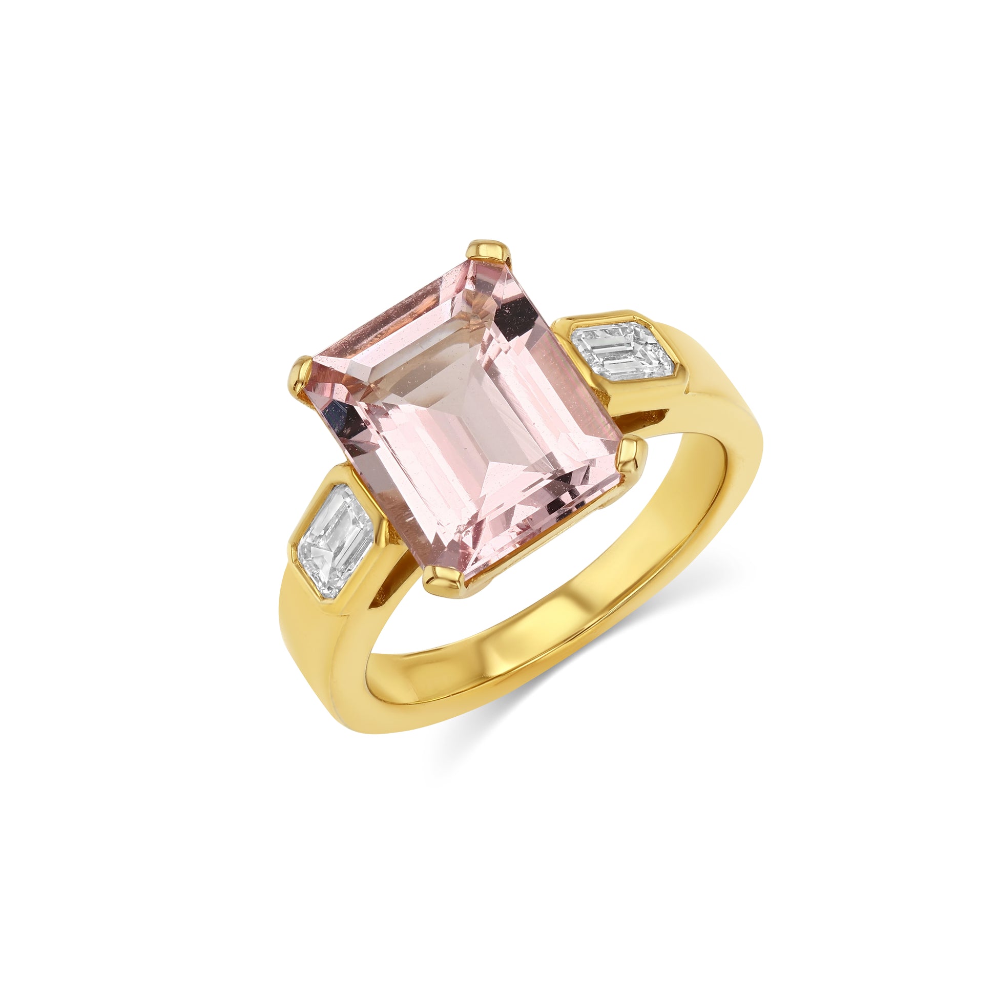 3.85ct Pink Beryl & Diamond Three Stone Ring