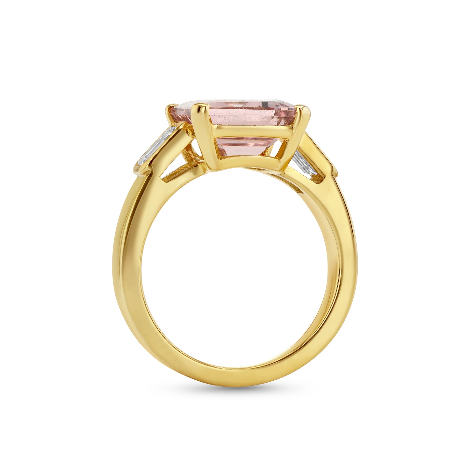 3.85ct Pink Beryl & Diamond Three Stone Ring