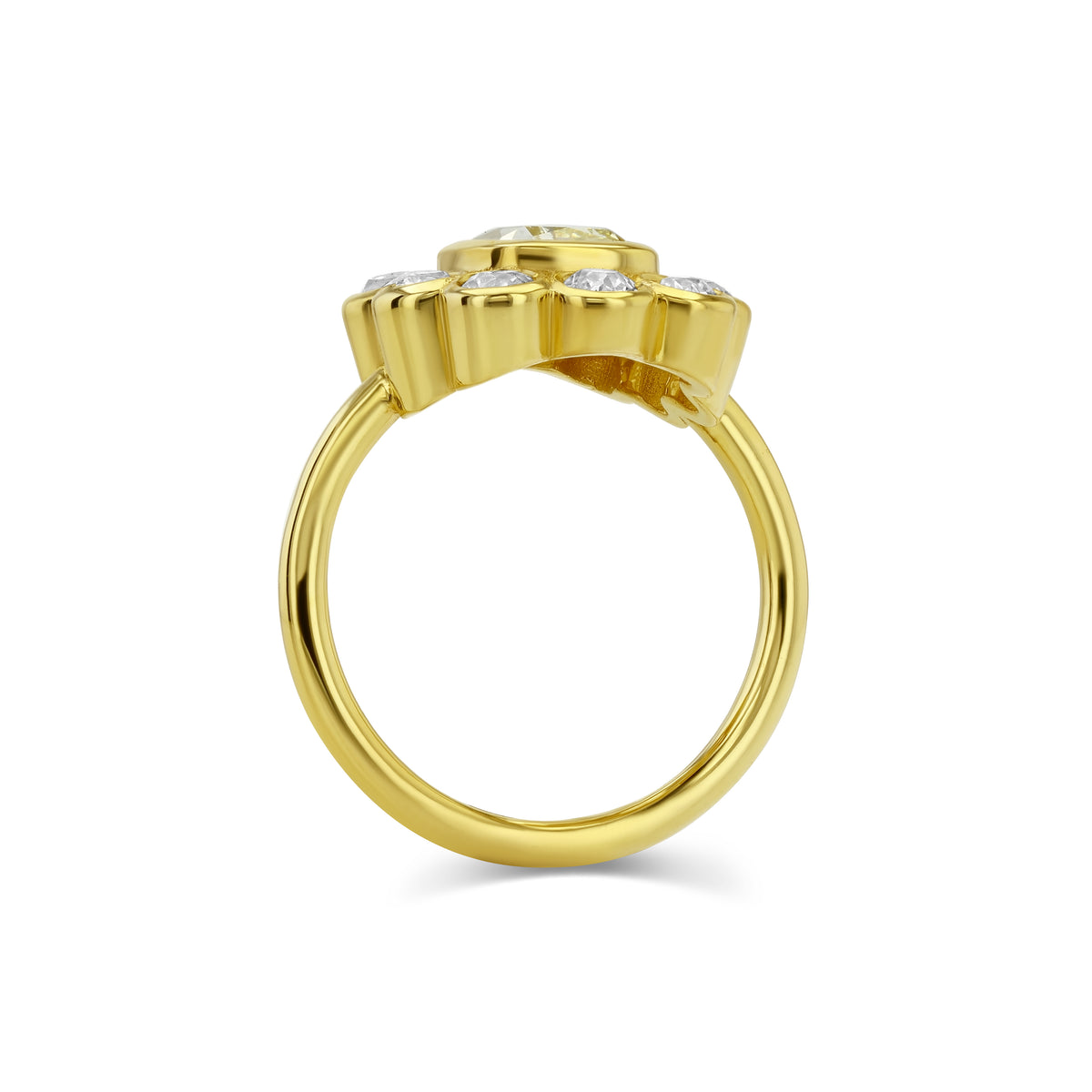 1.70ct Cushion Cut Yellow Diamond Flower Ring