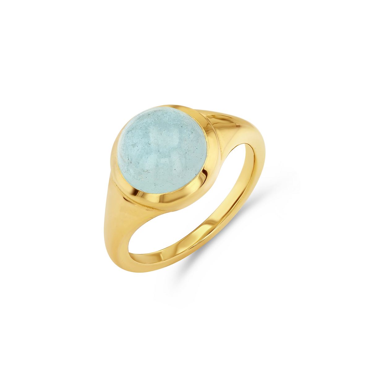 3.05ct Aquamarine Cabochon Signet Ring
