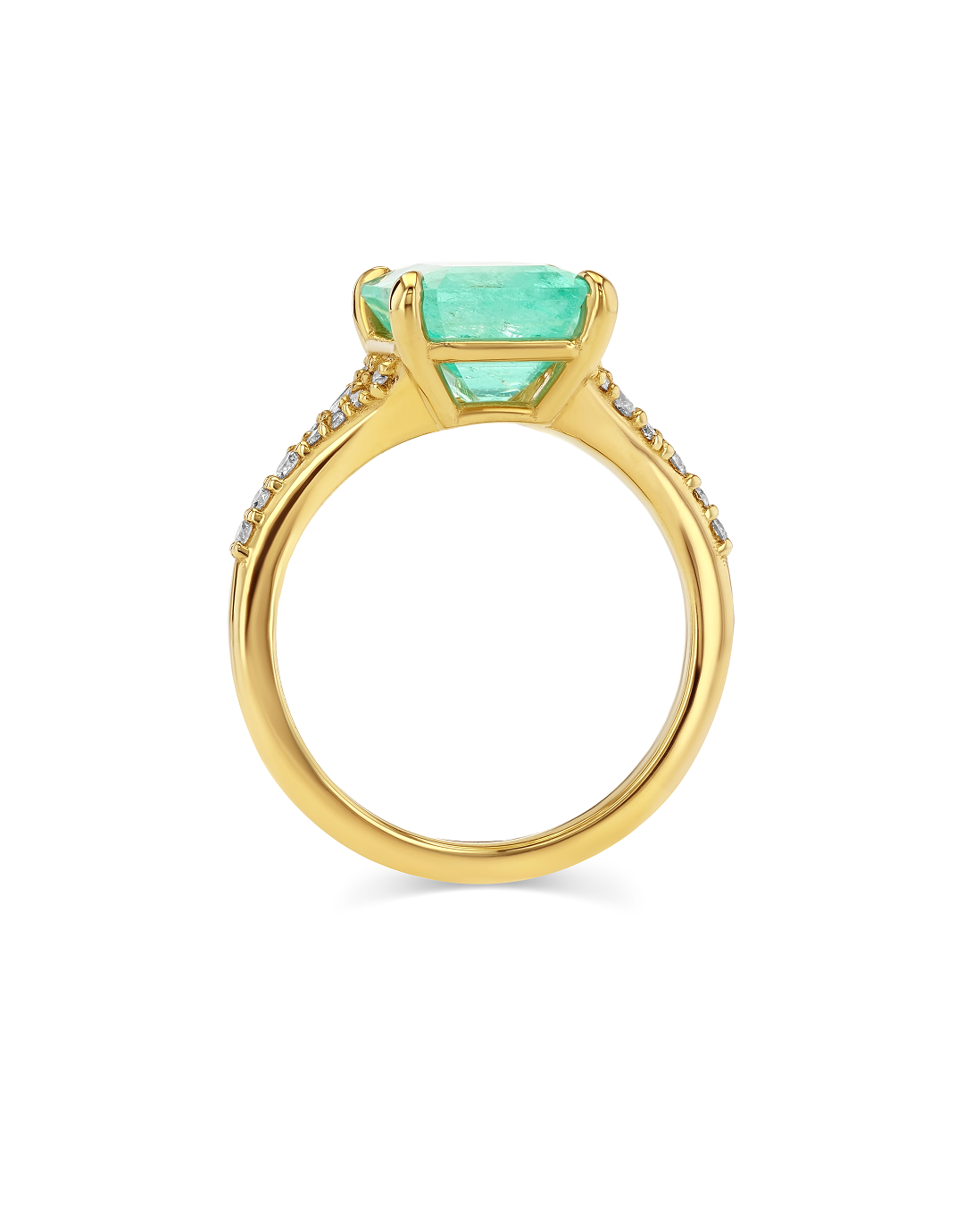 3.48ct Emerald and Confetti Diamond Lark Ring