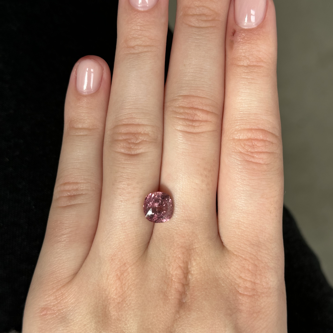 Bespoke 3.64ct Purplish-Pink Rhodolite Garnet Cushion Cut