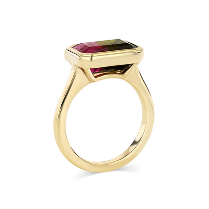 3.70CT WATERMELON TOURMALINE BEZEL RING