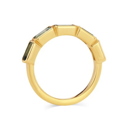 Aquamarine Emerald Cut Bezel Set Band