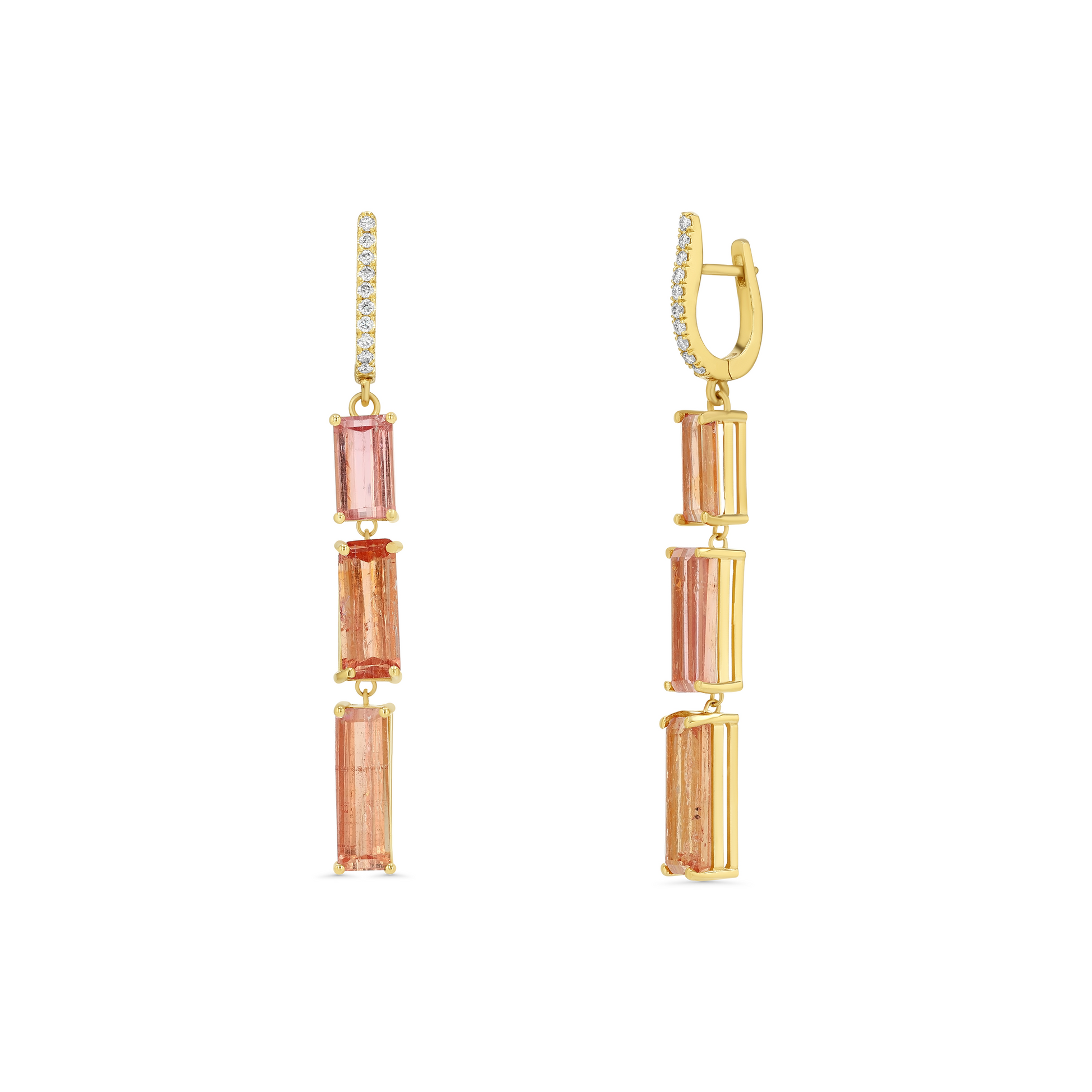 Imperial Topaz and Diamond Three-Tier Drop Earrings
