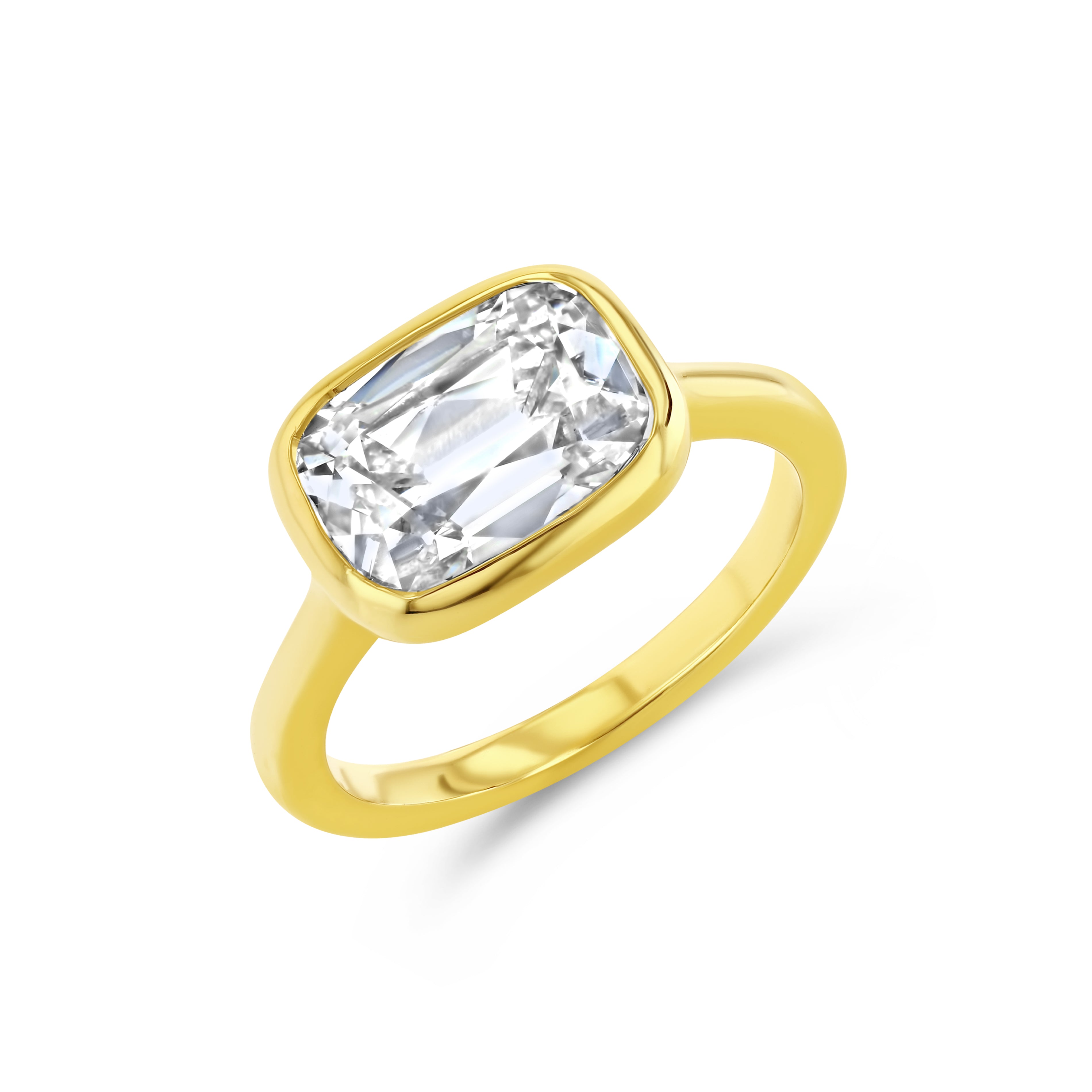 OLD MINE CUT LAB DIAMOND BEZEL RING