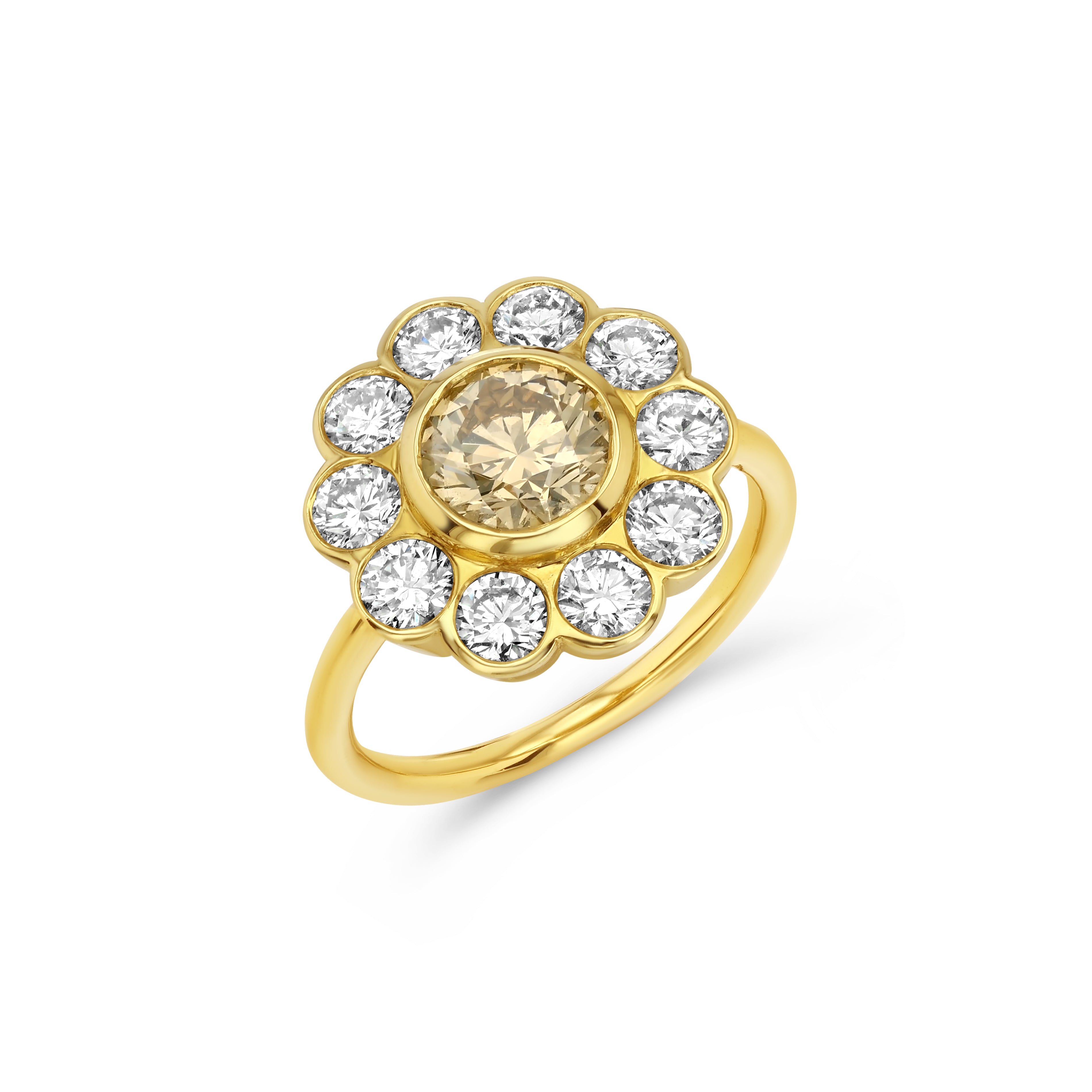 1.10ct Brown Diamond Flower Ring