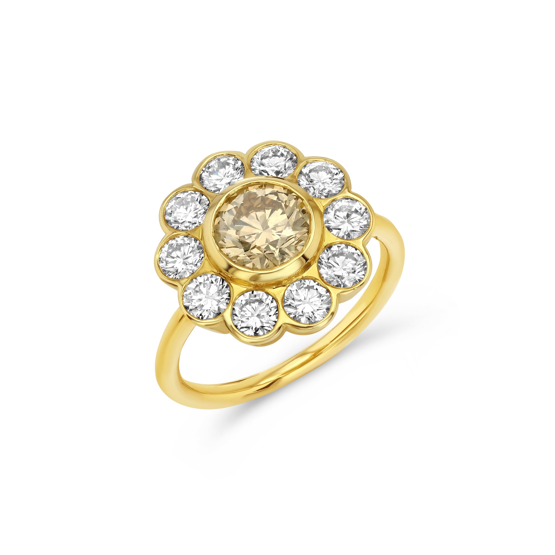 1.10ct Brown Diamond Flower Ring