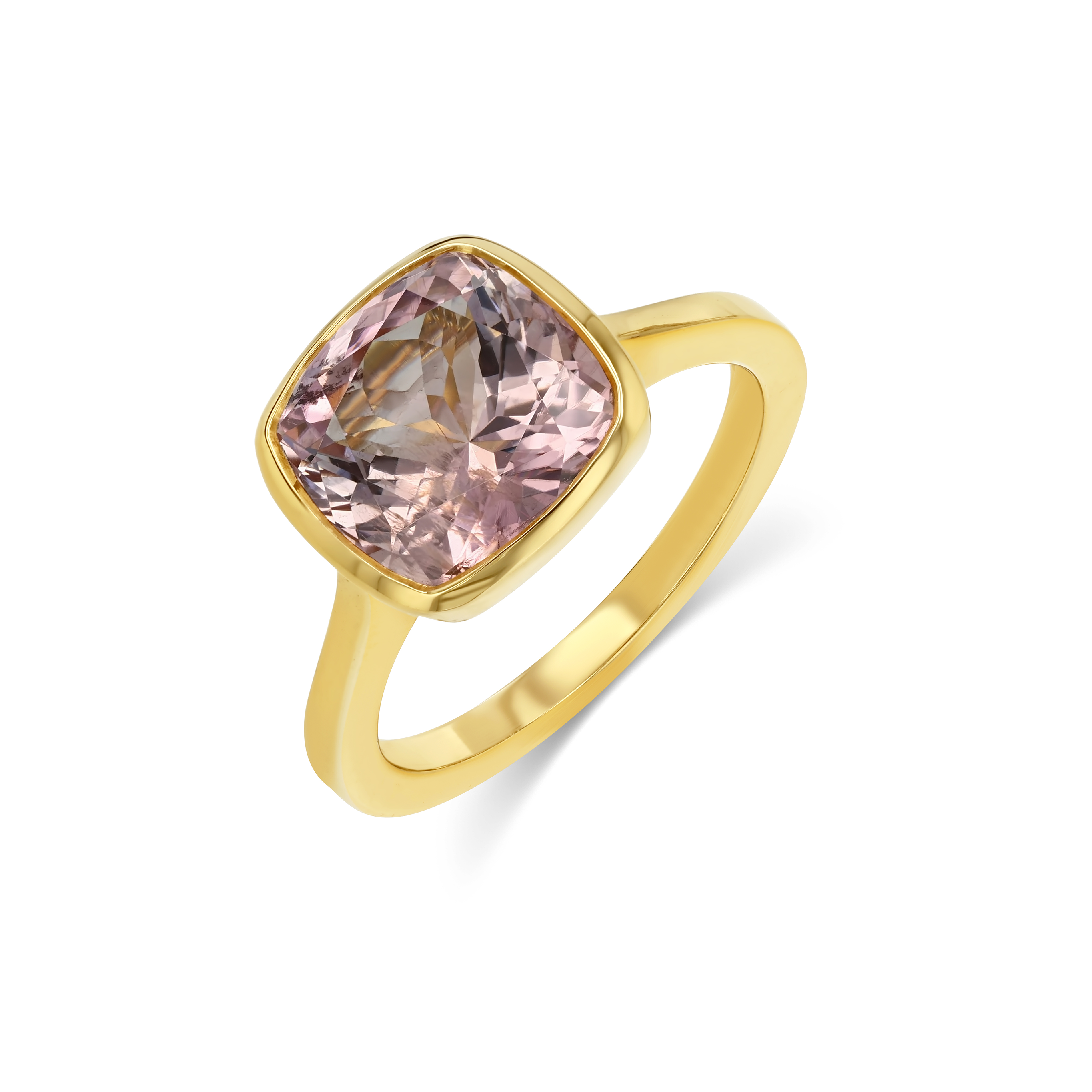4.26ct Light Pink Tourmaline Cushion Bezel Ring
