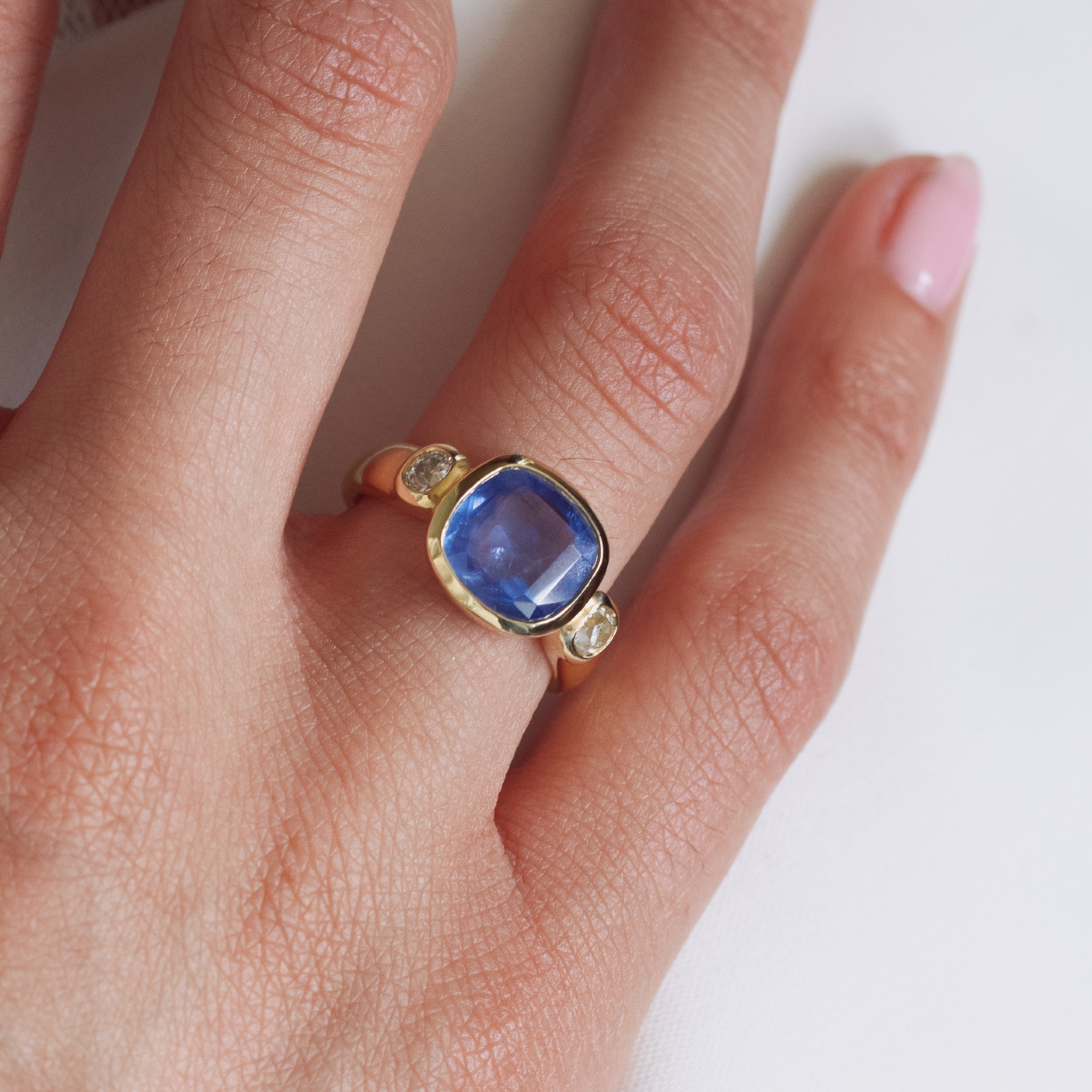 4.48ct Burma Sapphire & Diamond Floating Bezel Ring