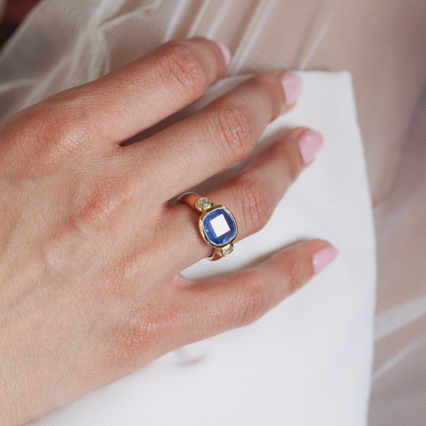4.48ct Burma Sapphire & Diamond Floating Bezel Ring