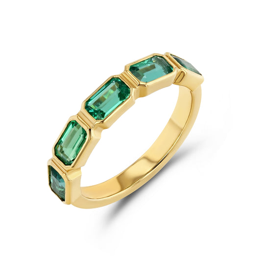 Emerald Cut Bezel Set Band