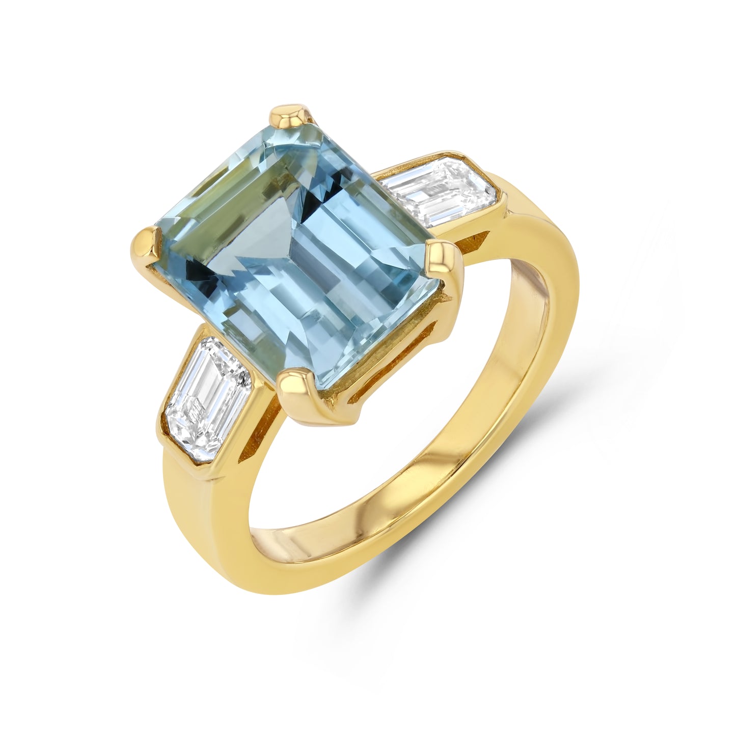 AQUAMARINE DIAMOND THREE STONE RING