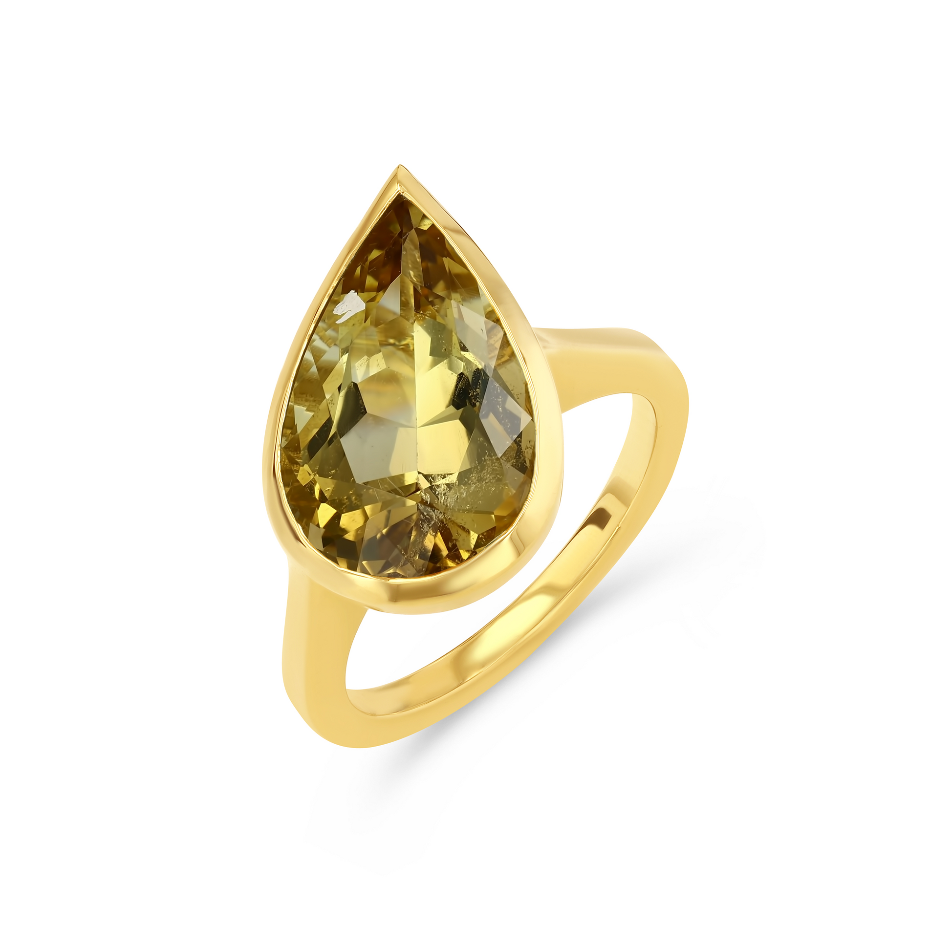 5.54ct Tilted Pear Zambian Citrine Bezel Ring