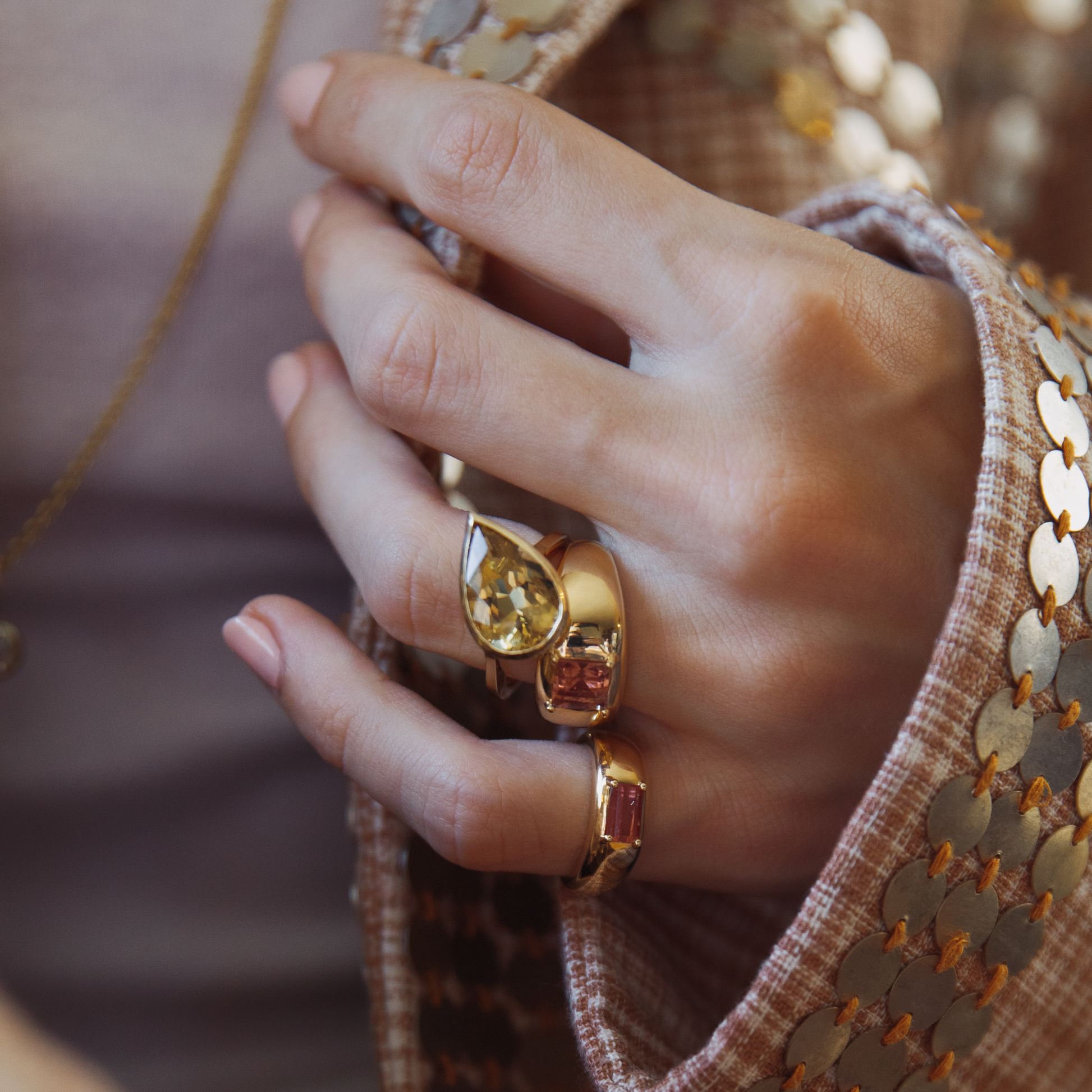 5.54ct Tilted Pear Zambian Citrine Bezel Ring
