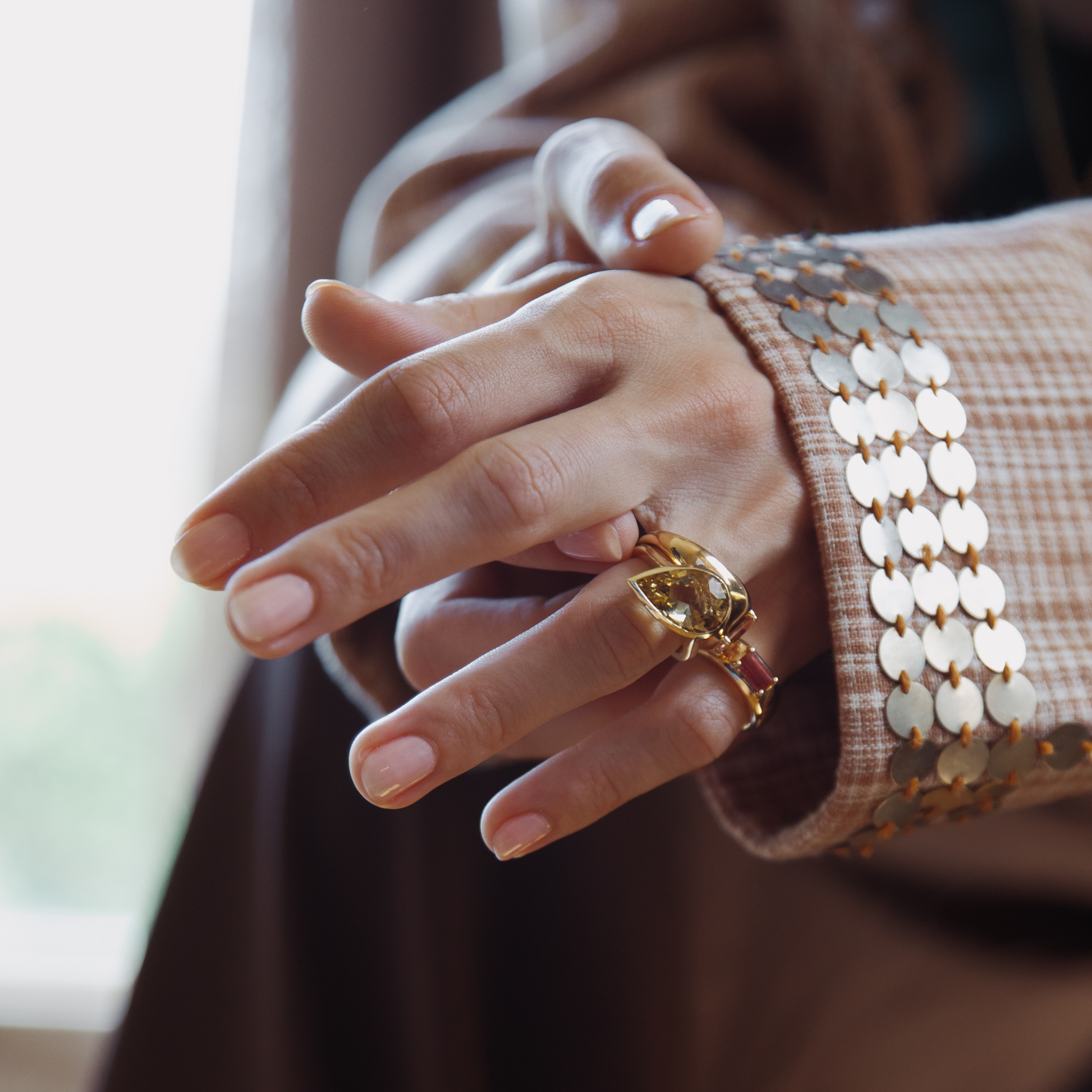 5.54ct Tilted Pear Zambian Citrine Bezel Ring
