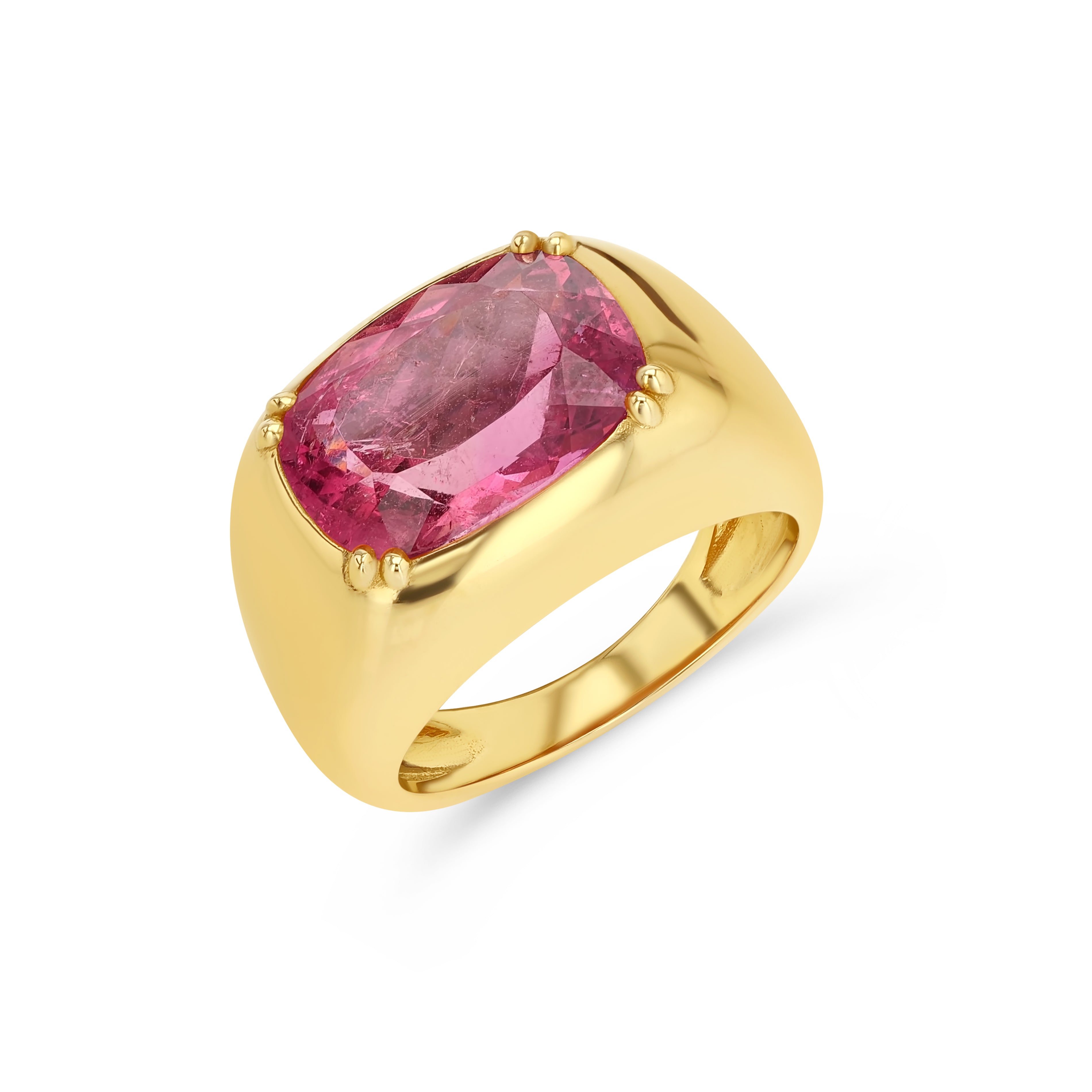 5.94CT PINK TOURMALINE DOUBLE PRONG CLOUD RING
