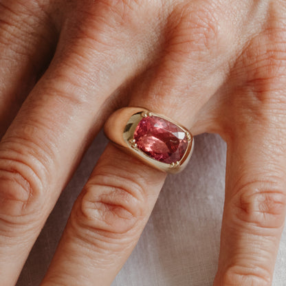 5.94CT PINK TOURMALINE DOUBLE PRONG CLOUD RING