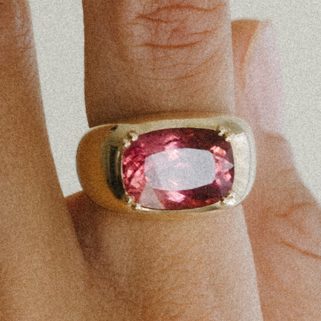 5.94CT PINK TOURMALINE DOUBLE PRONG CLOUD RING