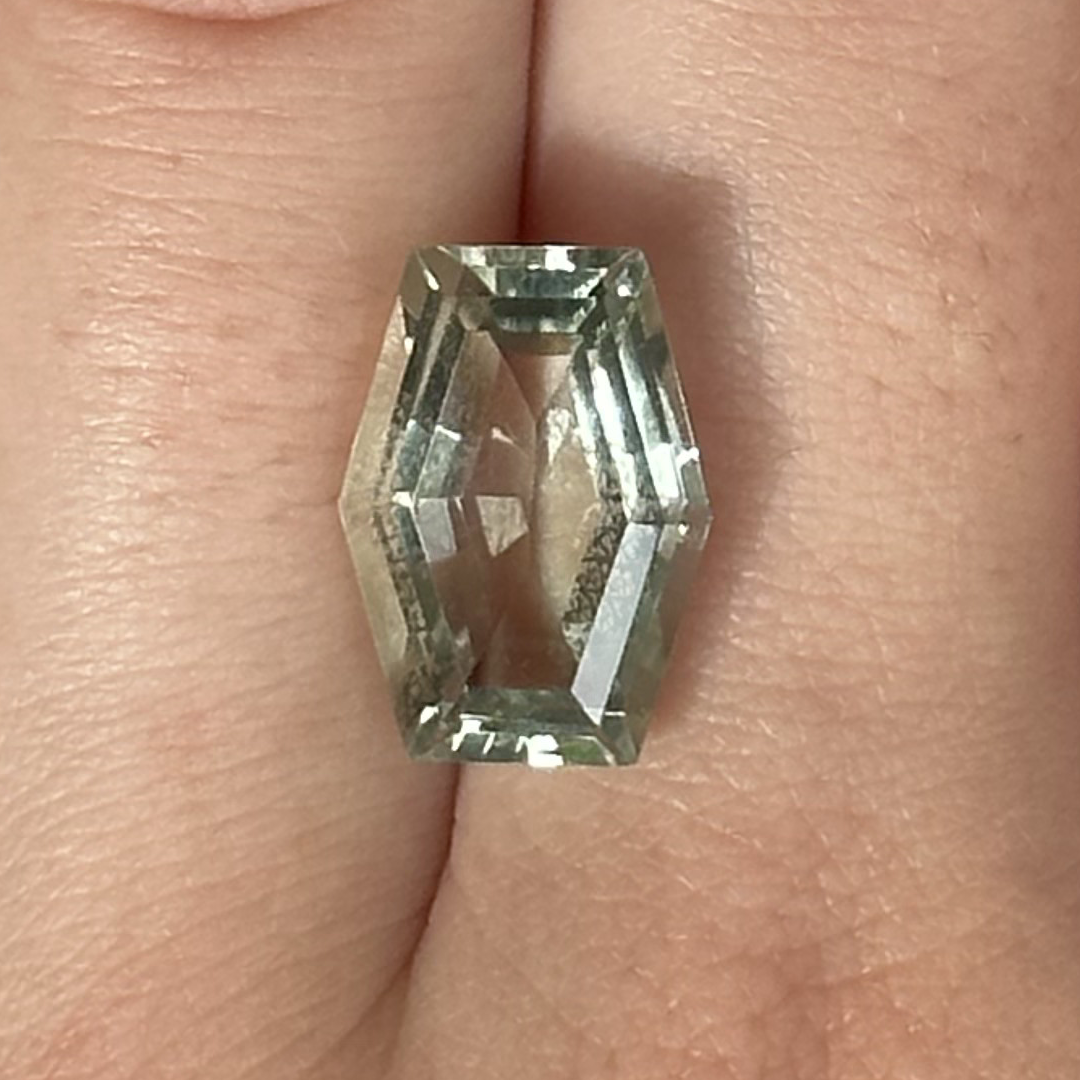 Bespoke 6.32ct Green Amethyst Hexagonal Set Cut