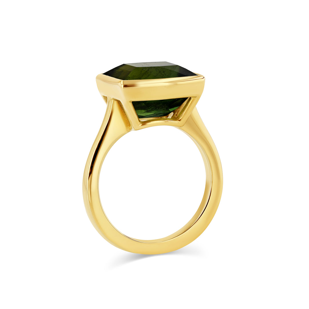 6.58ct Green Tourmaline Bezel Ring