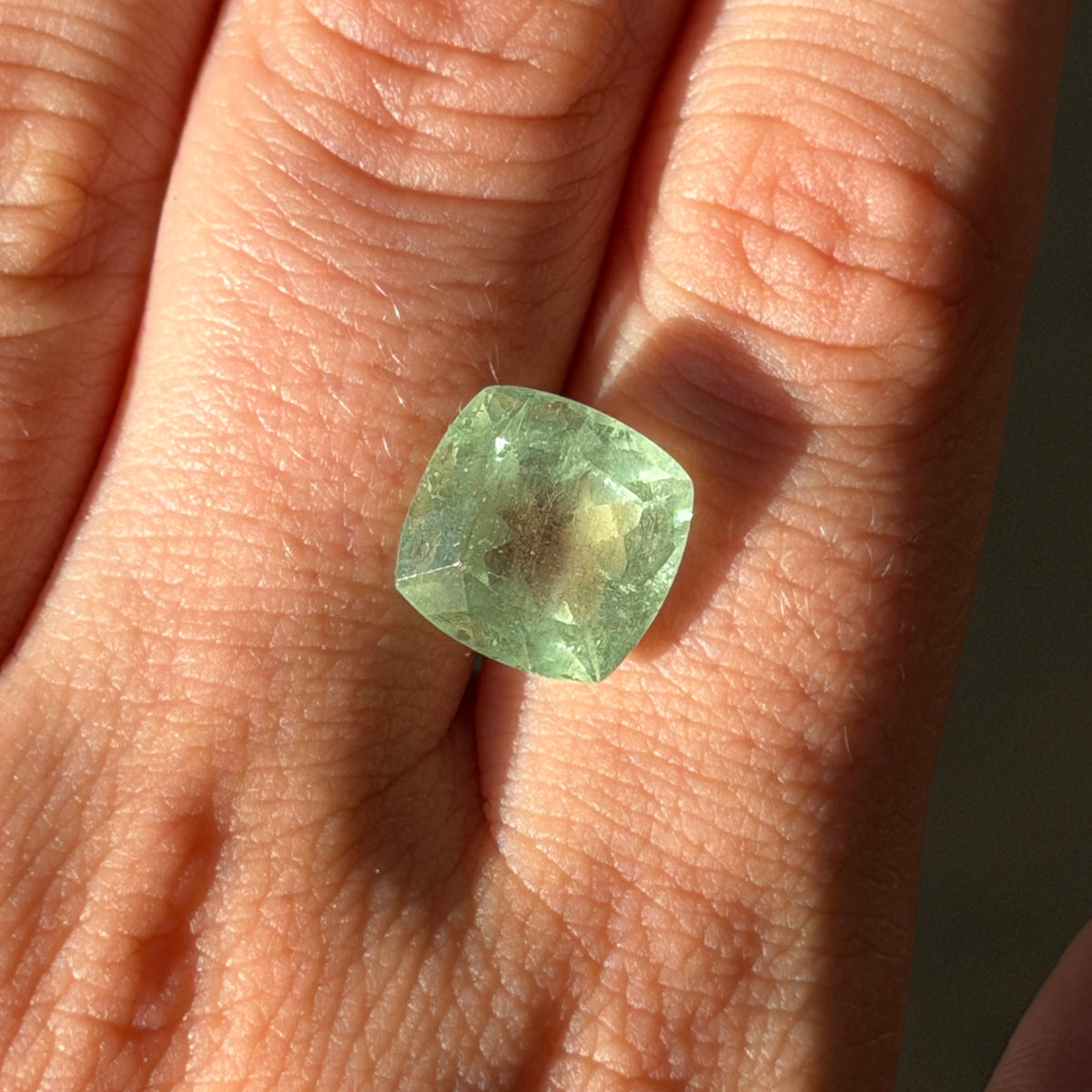 6.62ct Light Green Cushion Cut Beryl