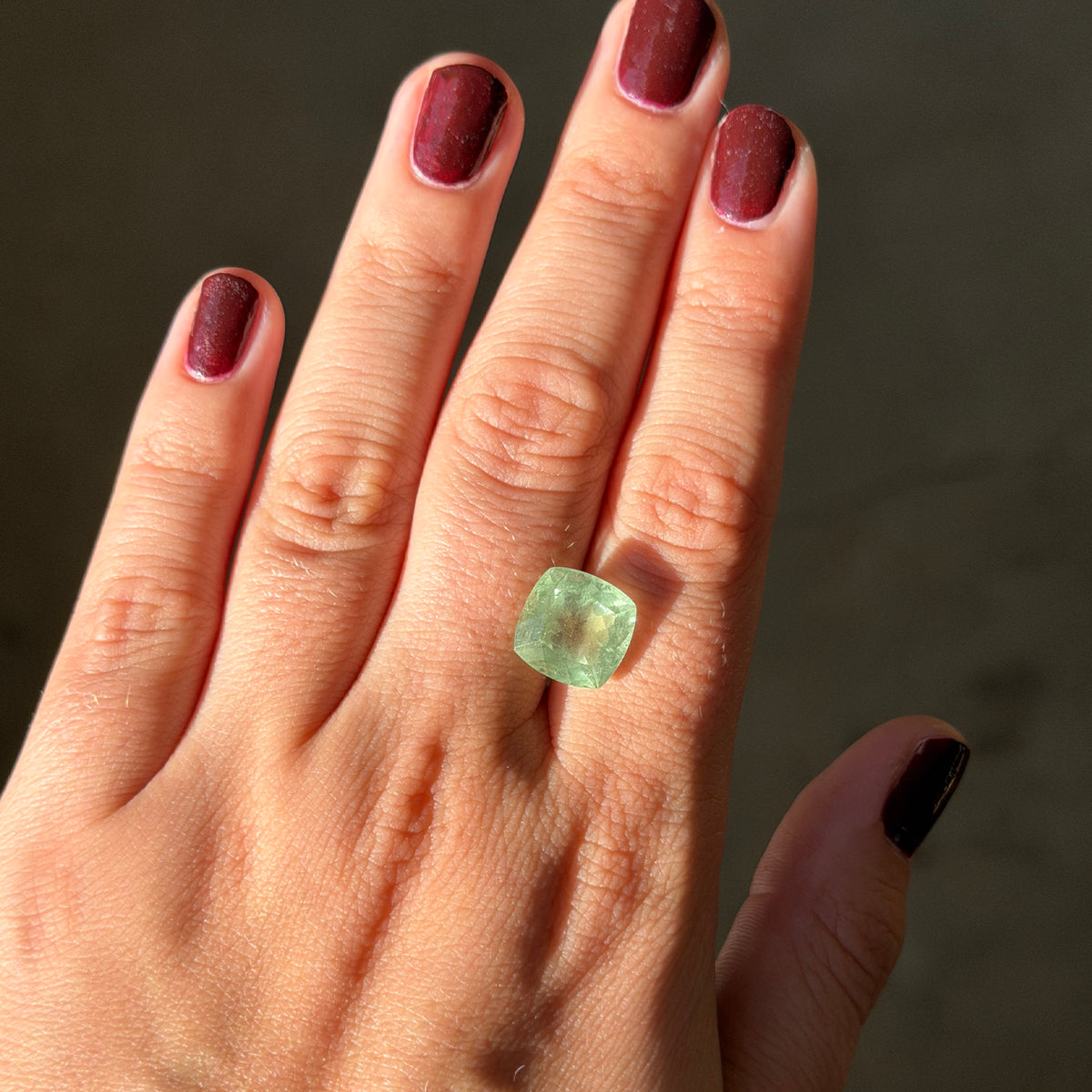 6.62ct Light Green Cushion Cut Beryl