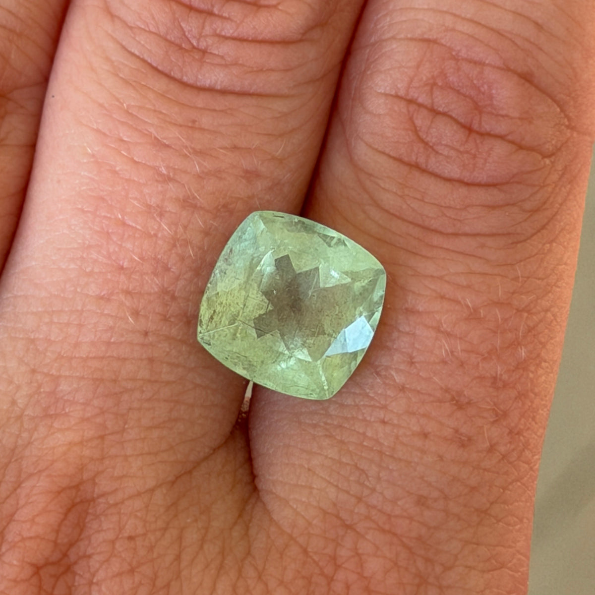 6.62ct Light Green Cushion Cut Beryl