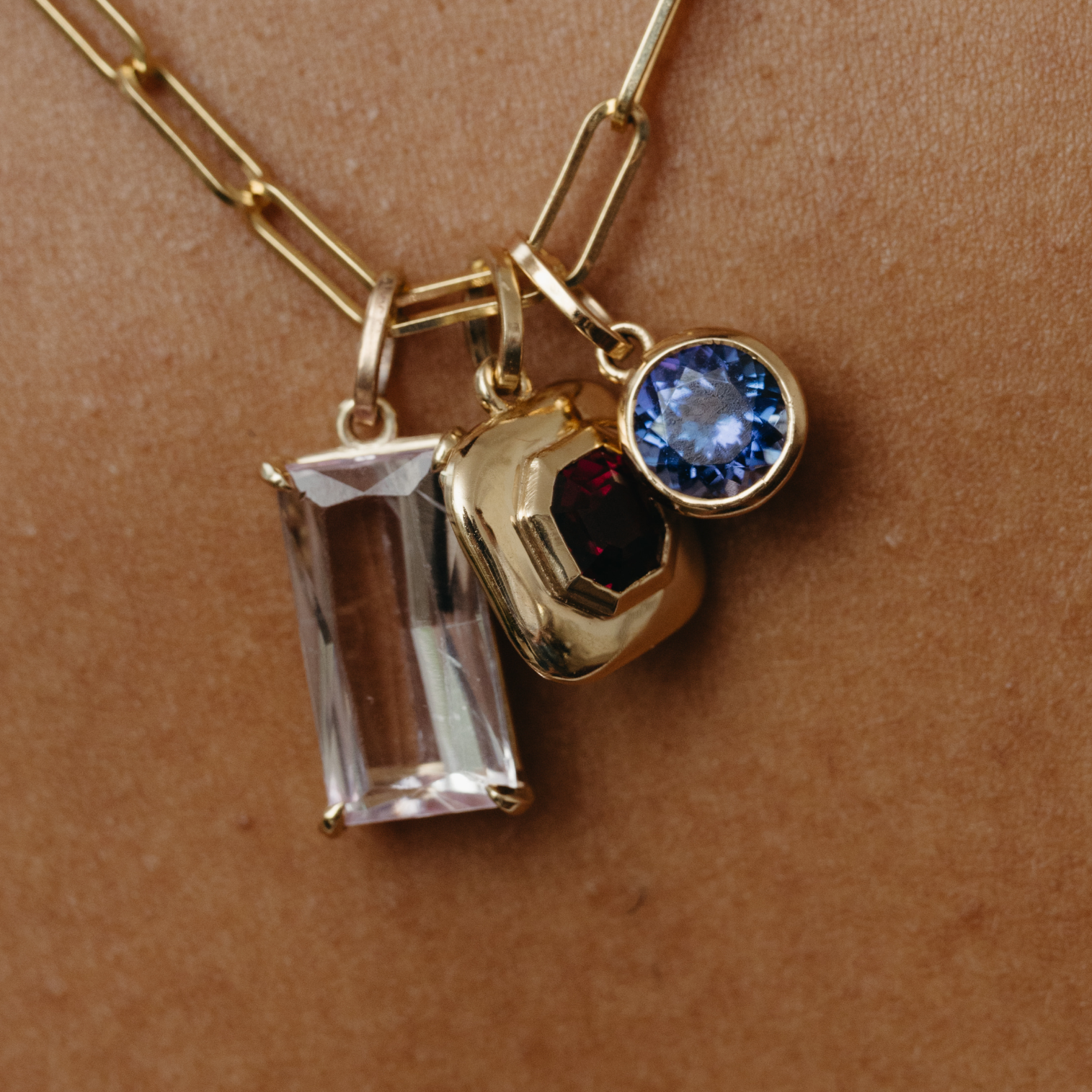 6.89ct Kunzite Prong Set Double Basket Charm