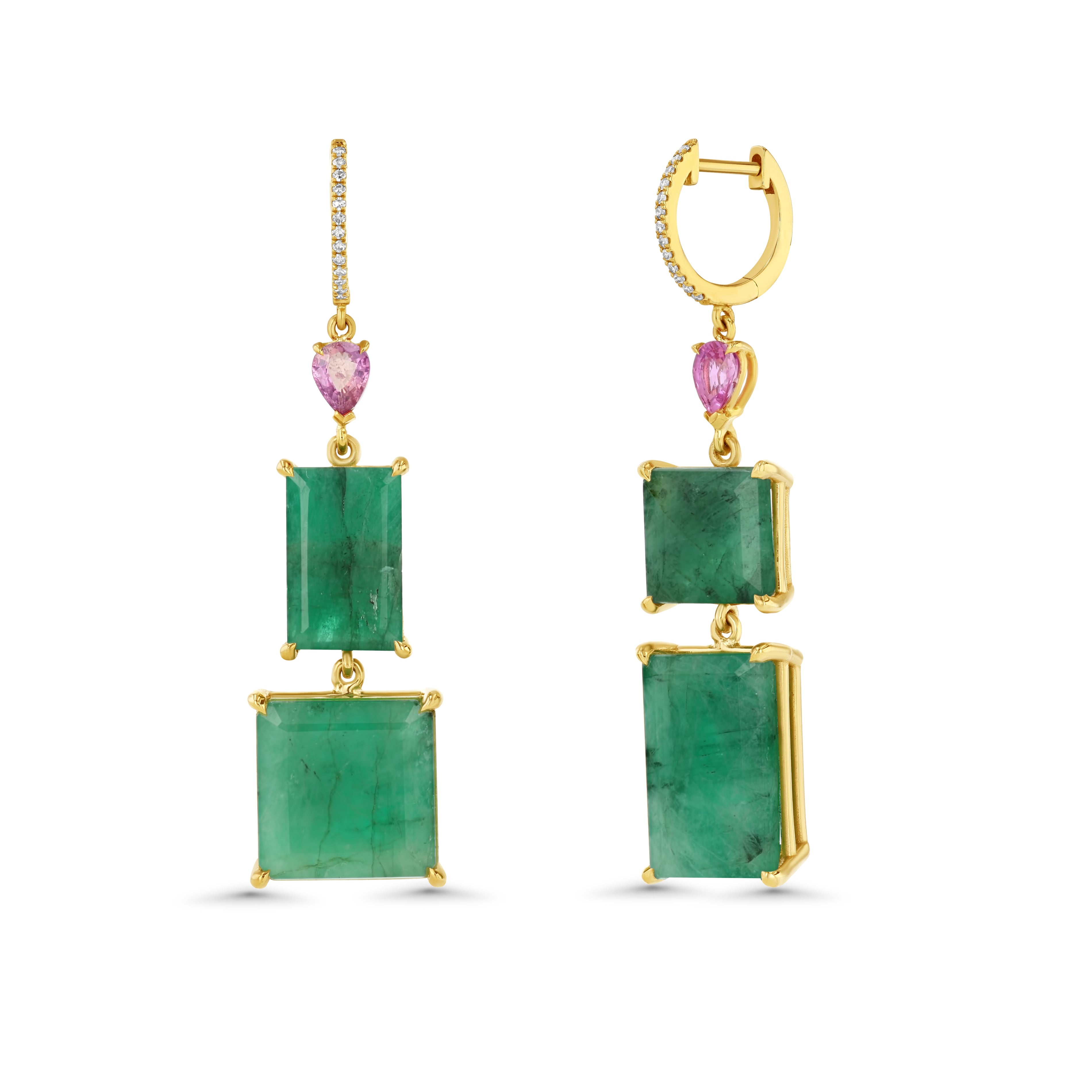 Pink Sapphire & Emerald Drops