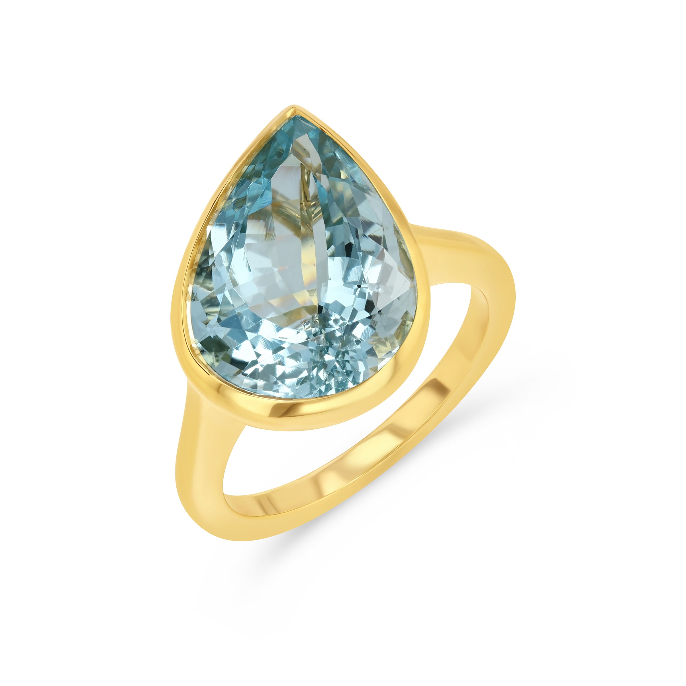 Tilted Pear Aquamarine Ring