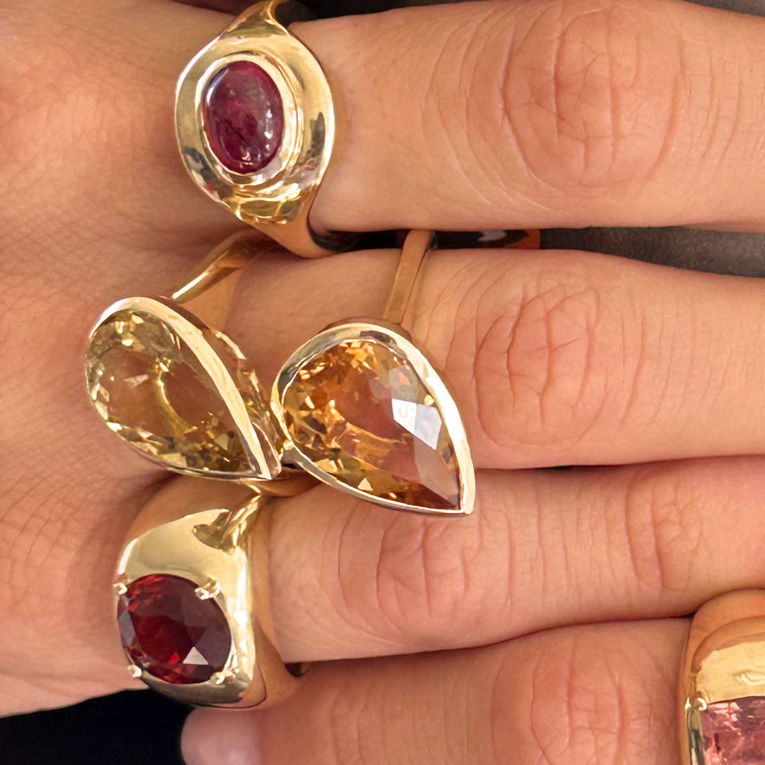 7.93ct Tilted Pear Citrine Bezel Ring