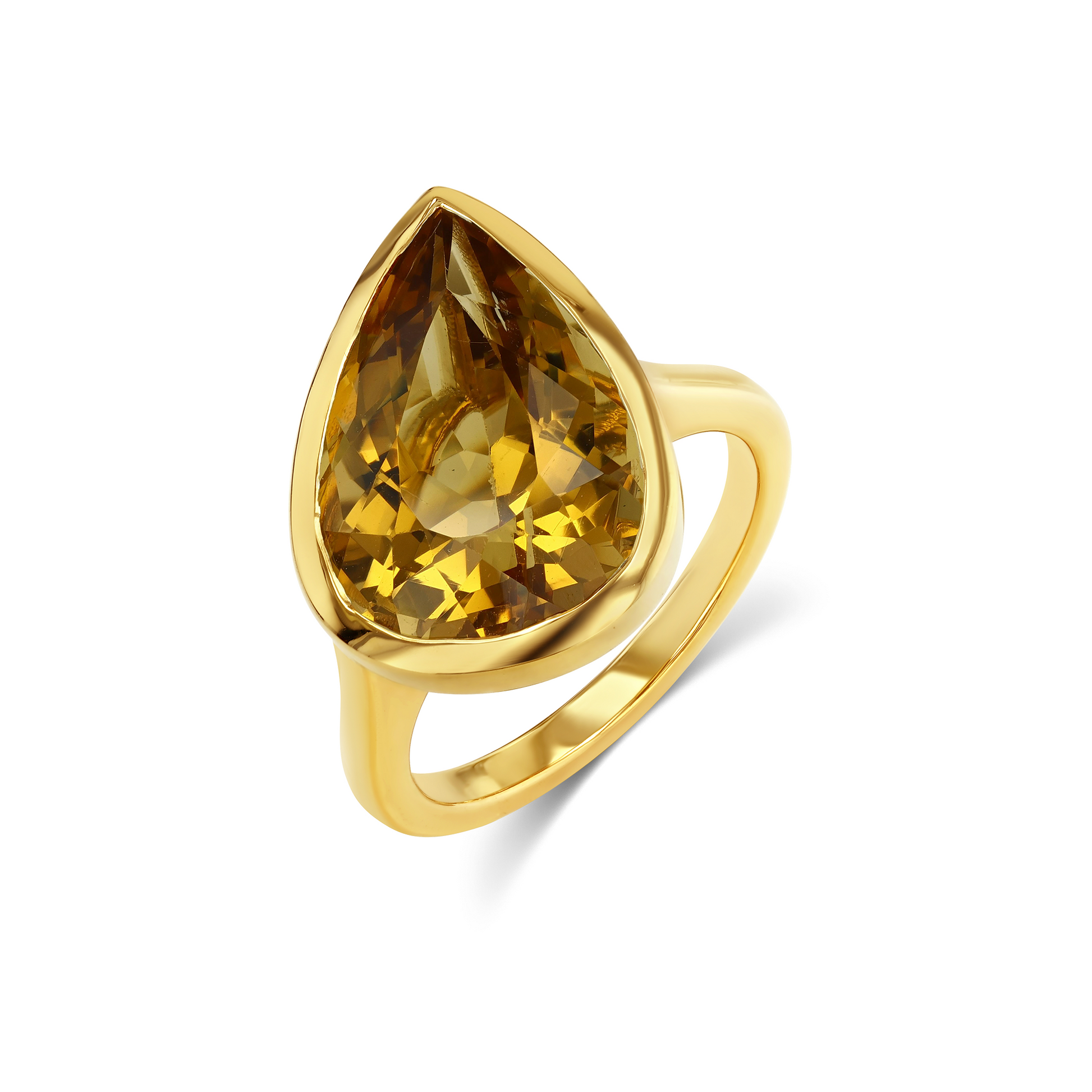 7.93ct Tilted Pear Citrine Bezel Ring