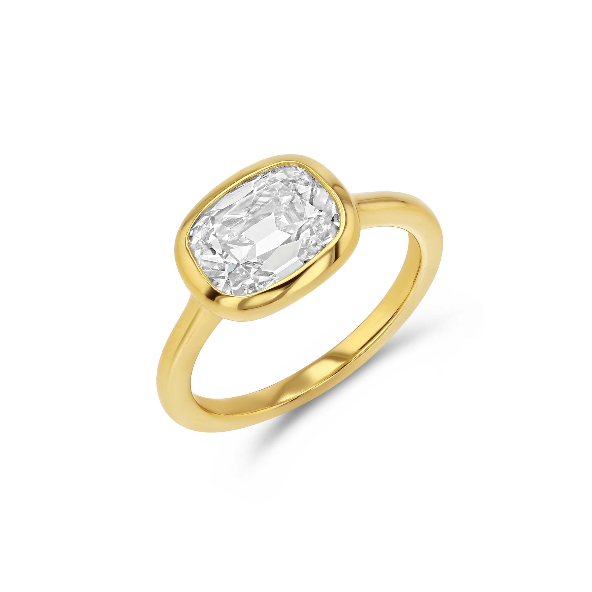 2.54ct Old Mine Cut Lab Diamond Bezel Ring