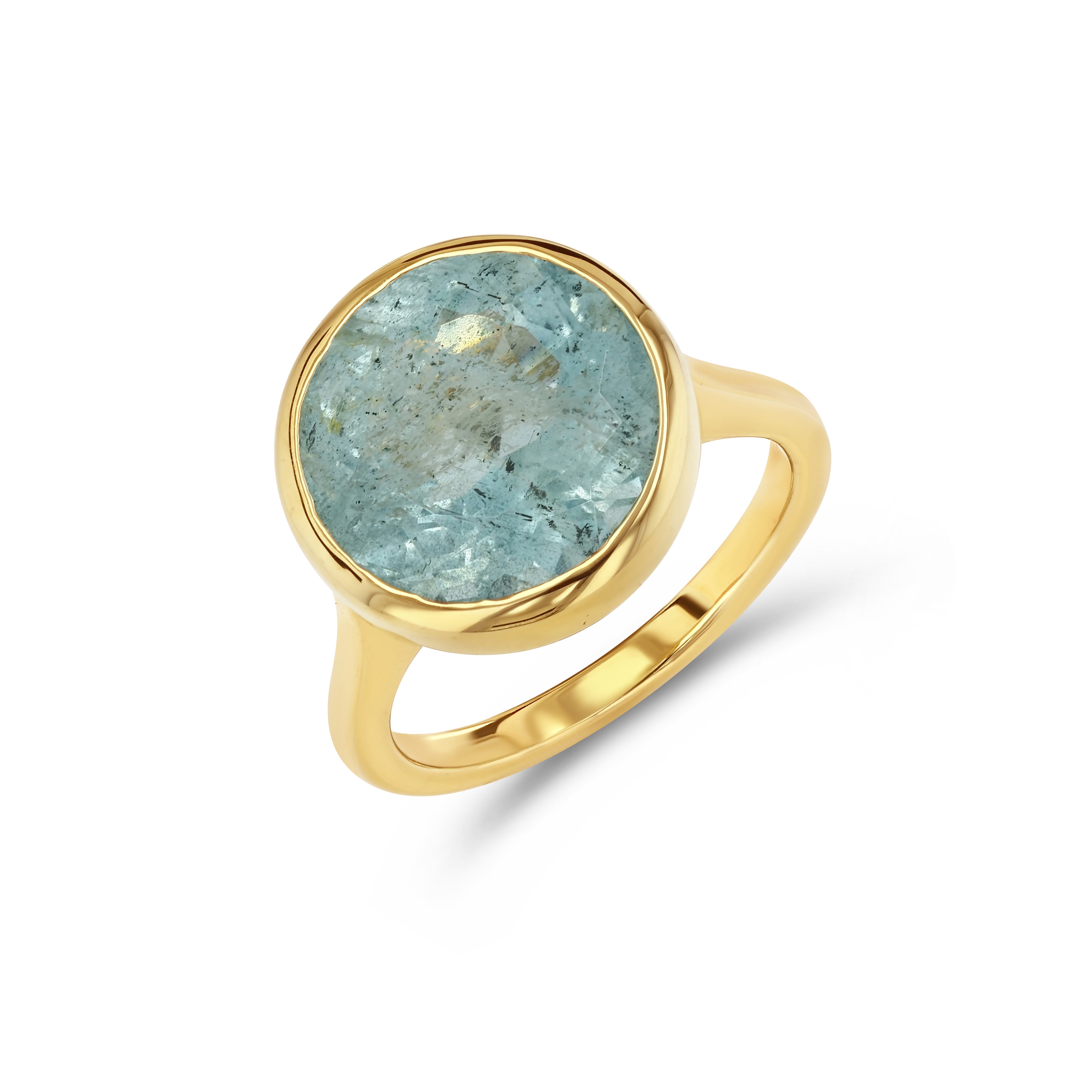 8.24ct Round Aquamarine Bezel Ring