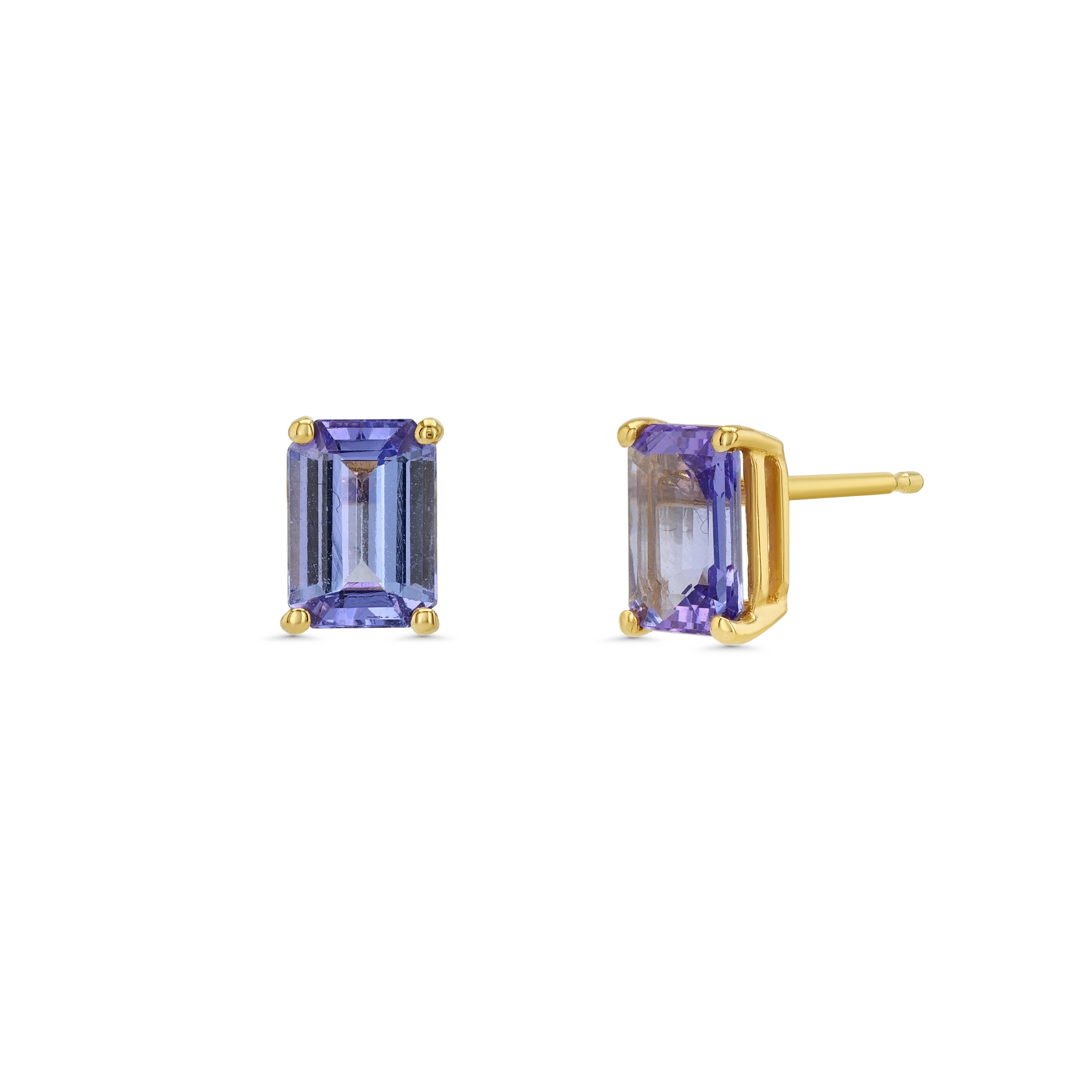 Tanzanite Emerald Cut Prong Earrings