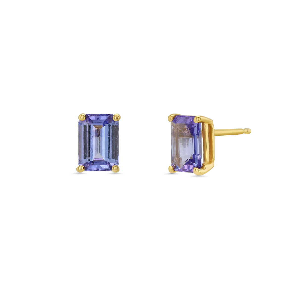 Tanzanite Emerald Cut Prong Earrings