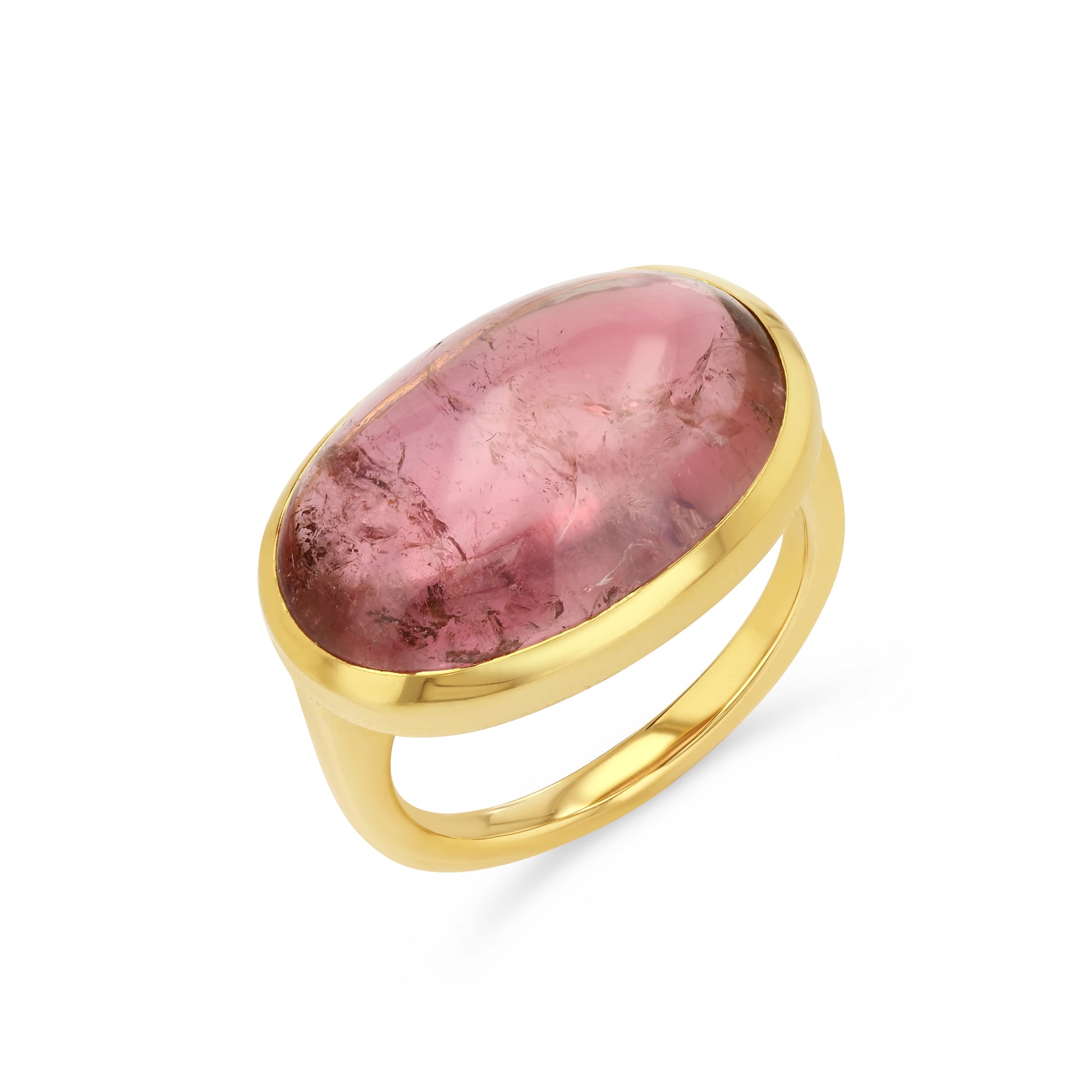 14.5ct Pink Tourmaline Cabochon Bezel Ring