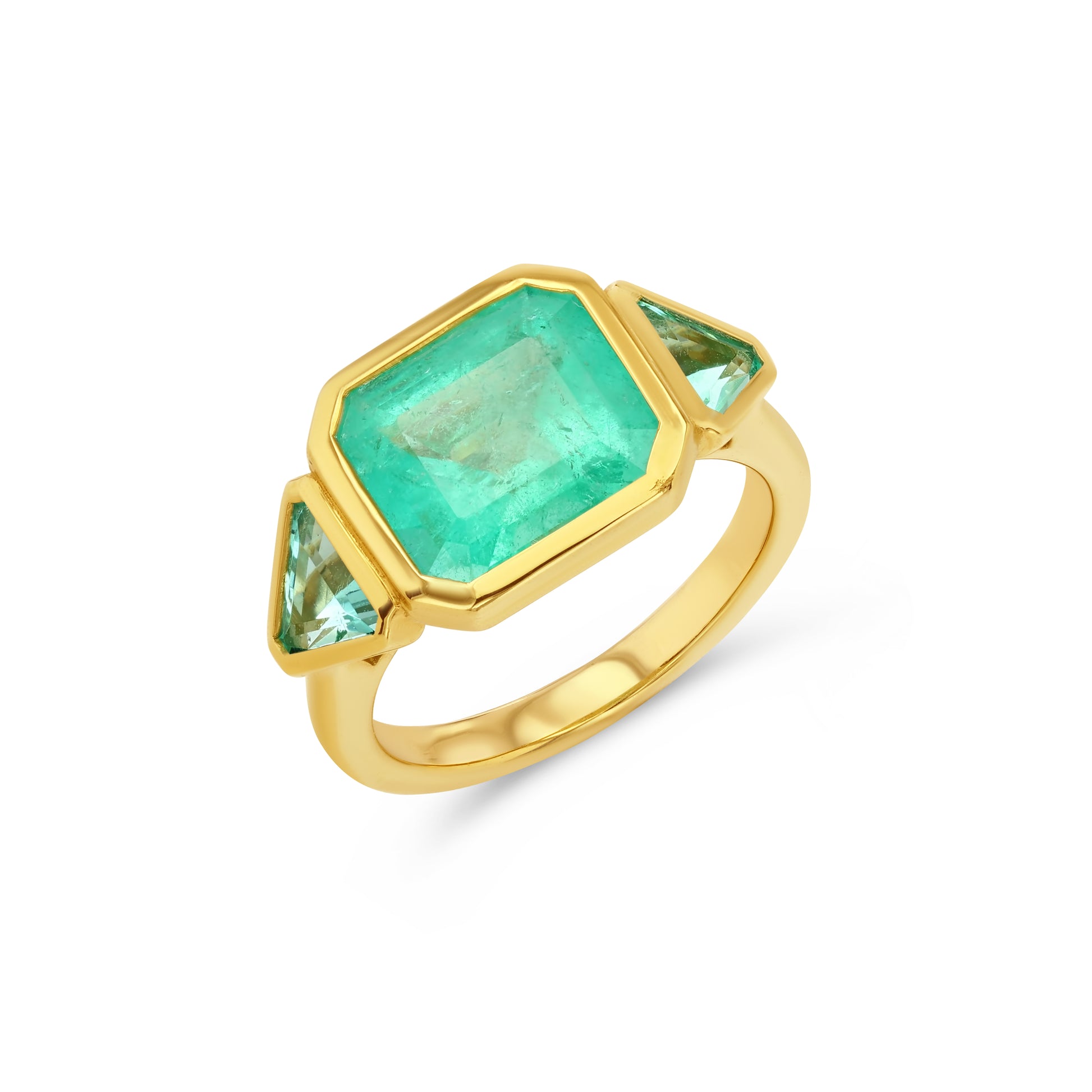 4.33tcw Emerald Three Stone Ring
