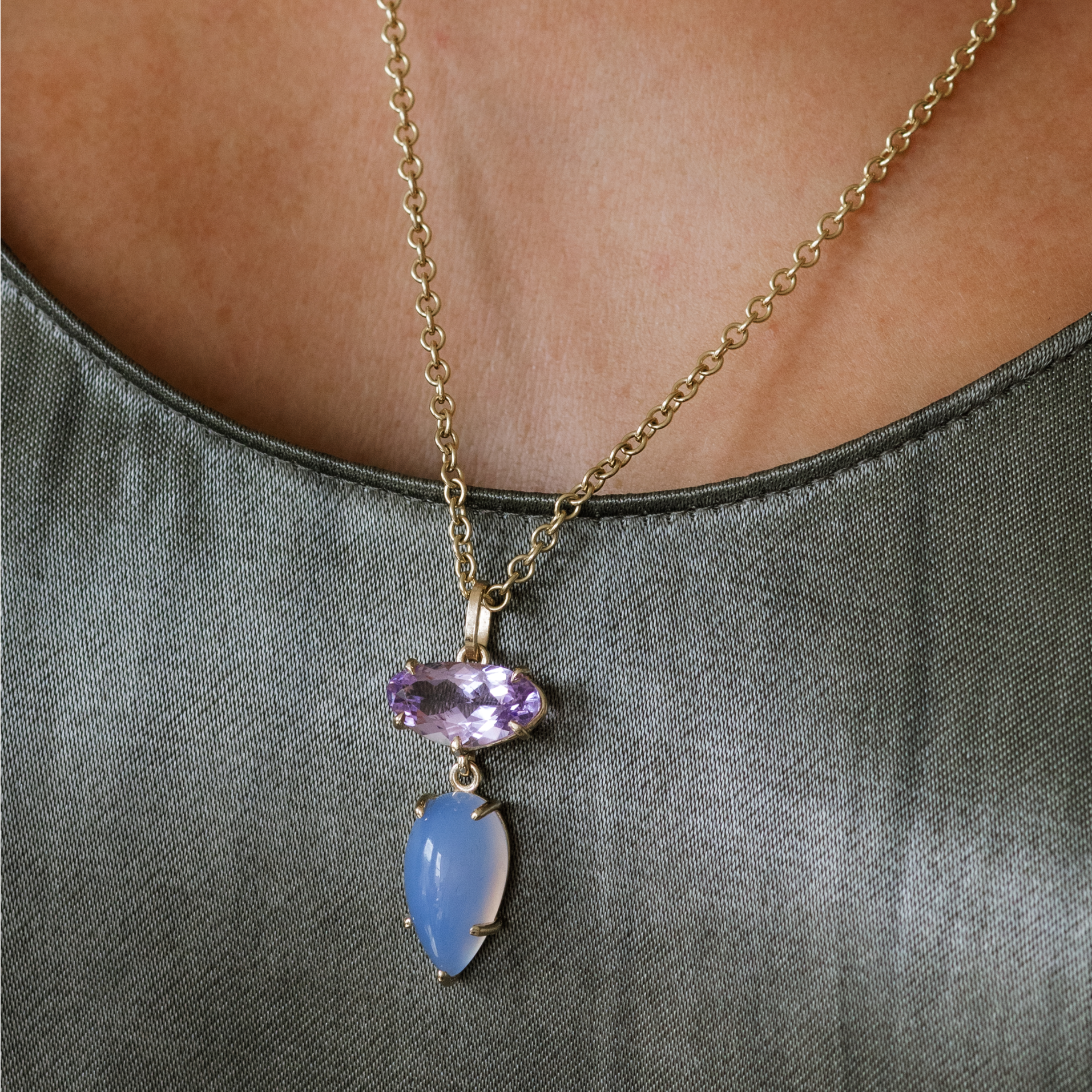 Amethyst & Blue Chalcedony Vessel Charm