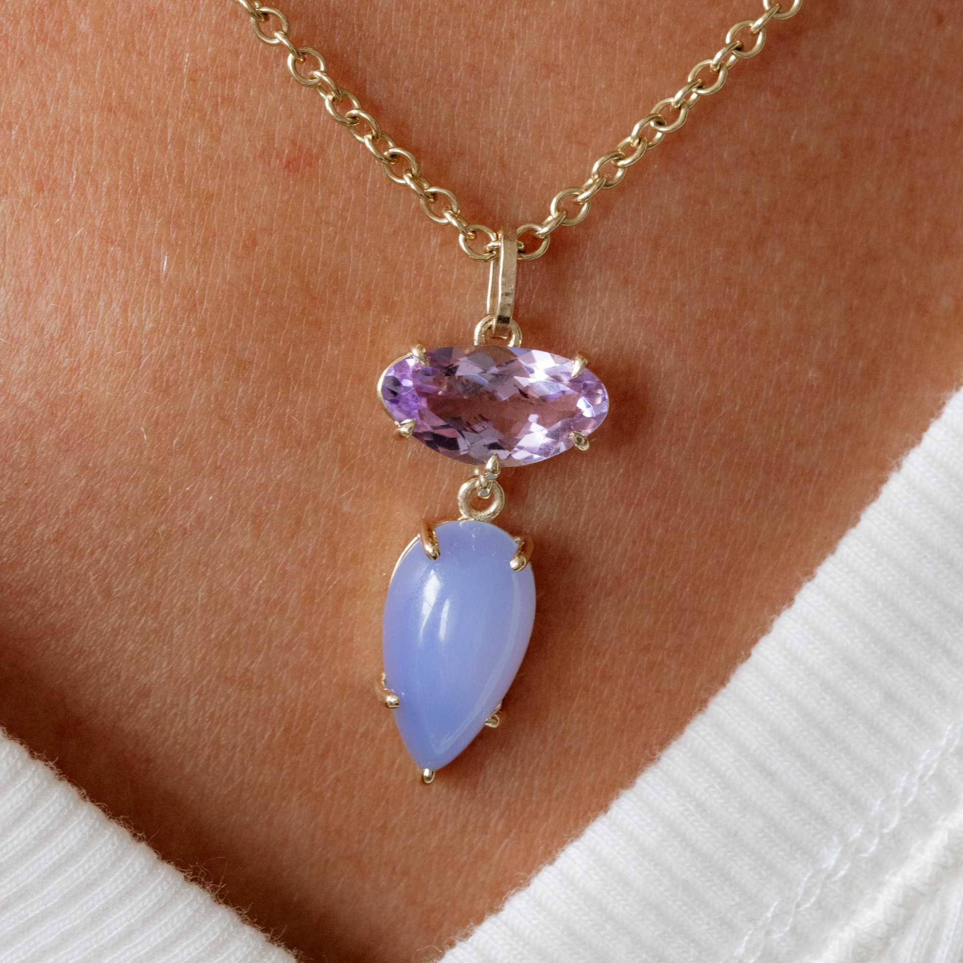 Amethyst & Blue Chalcedony Vessel Charm