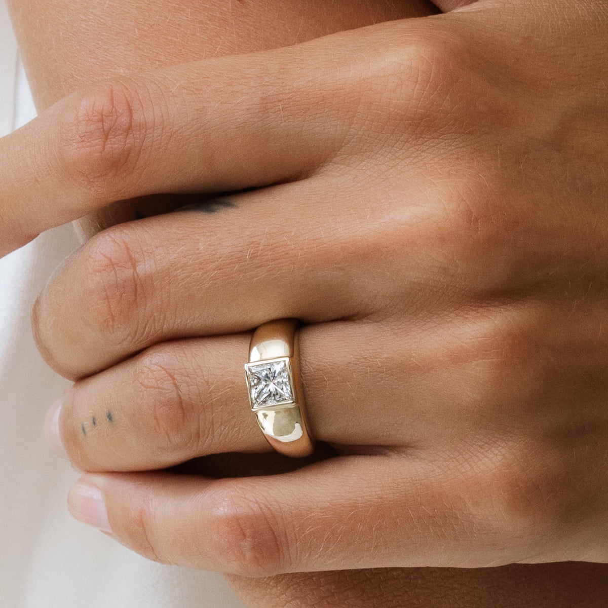 1.21ct Princess Cut Diamond Bezel Set Cloud Ring