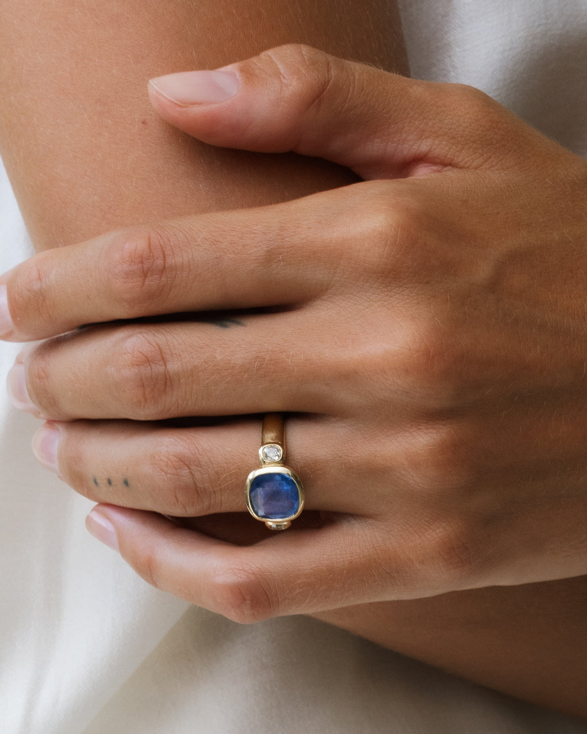 4.48ct Burma Sapphire & Diamond Floating Bezel Ring