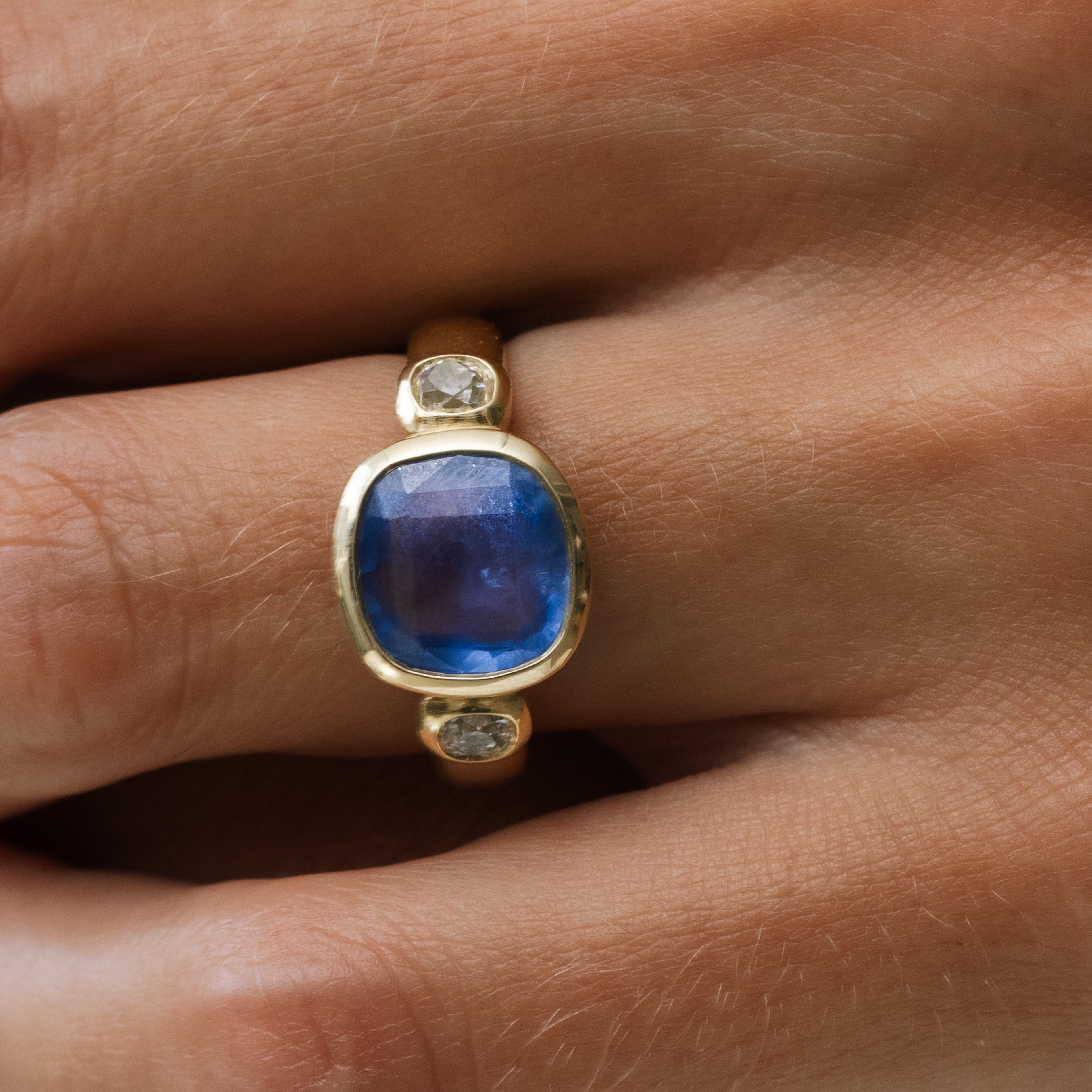 4.48ct Burma Sapphire & Diamond Floating Bezel Ring