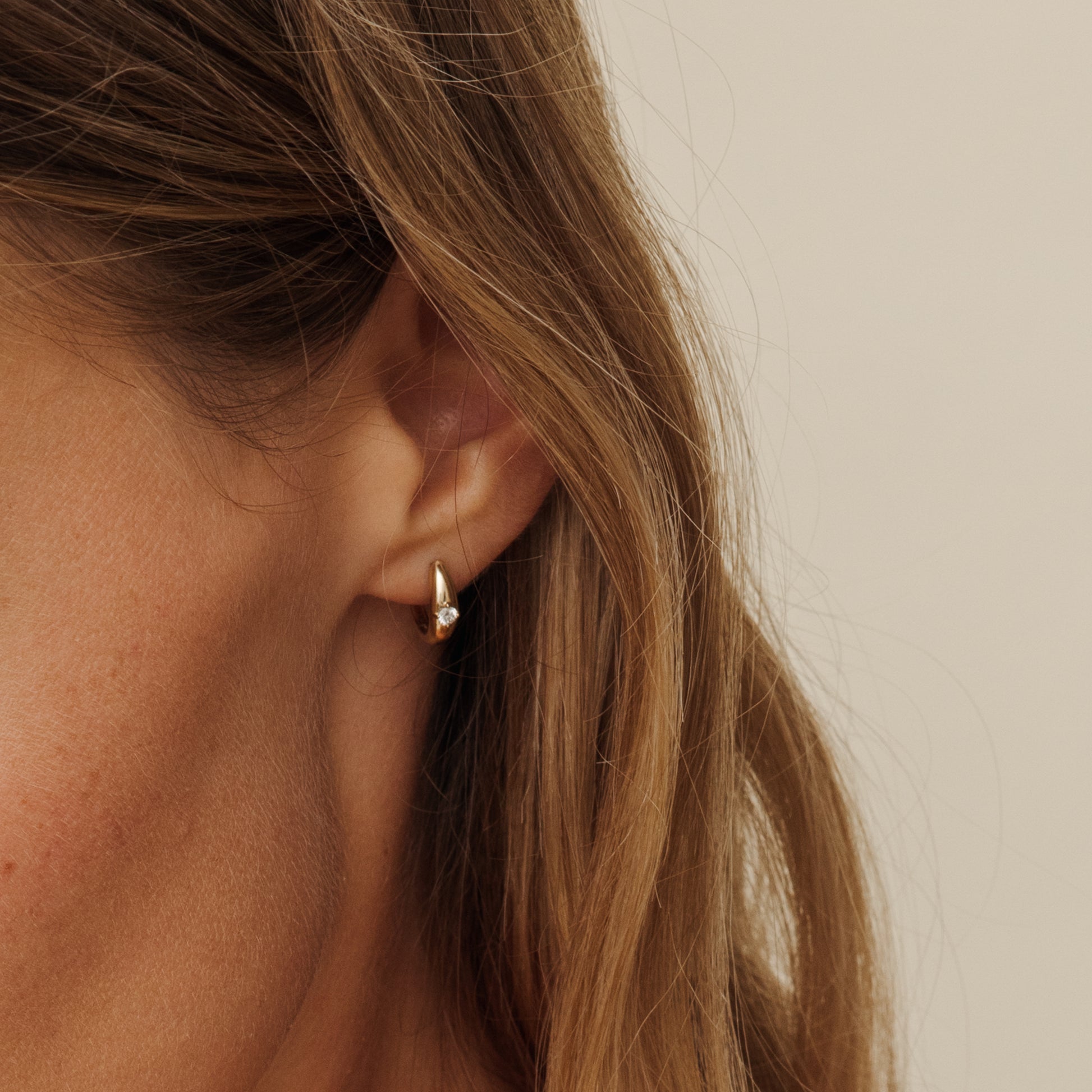 Solitaire Diamond Dome Hoops