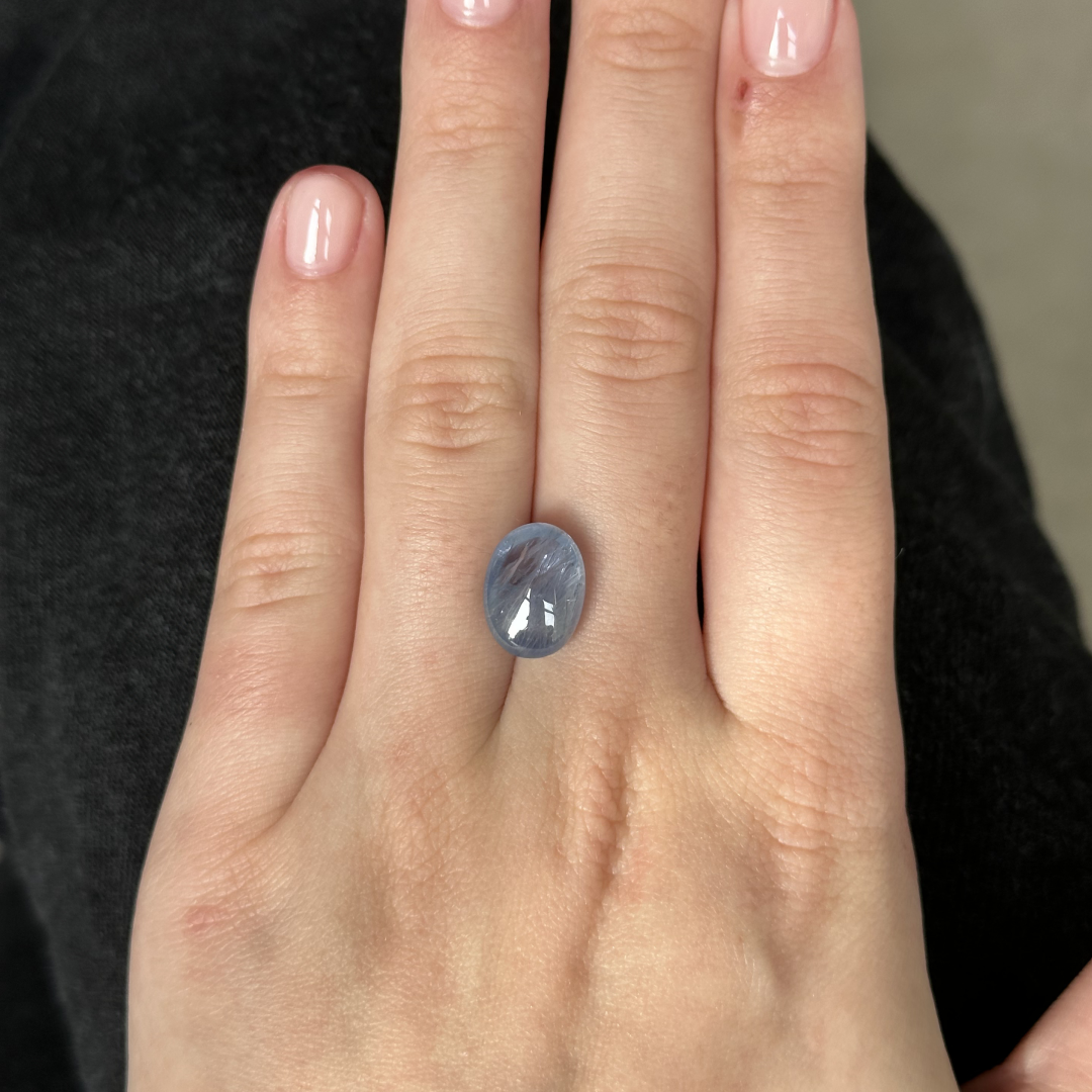 Bespoke 8.30ct Grayish Blue Sapphire Cabochon