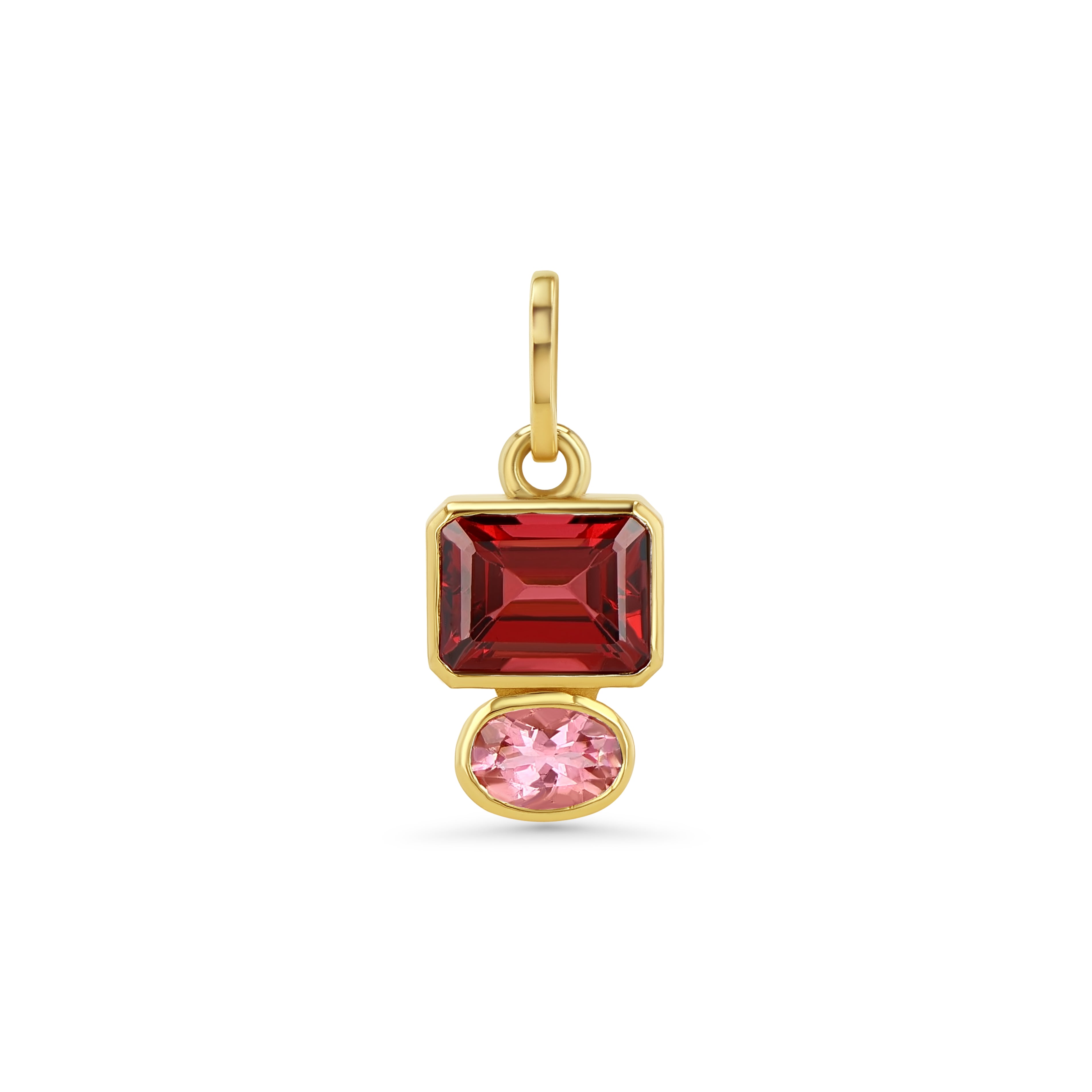 GARNET & PINK TOURMALINE 2 STONE FAMILY STONE CHARM